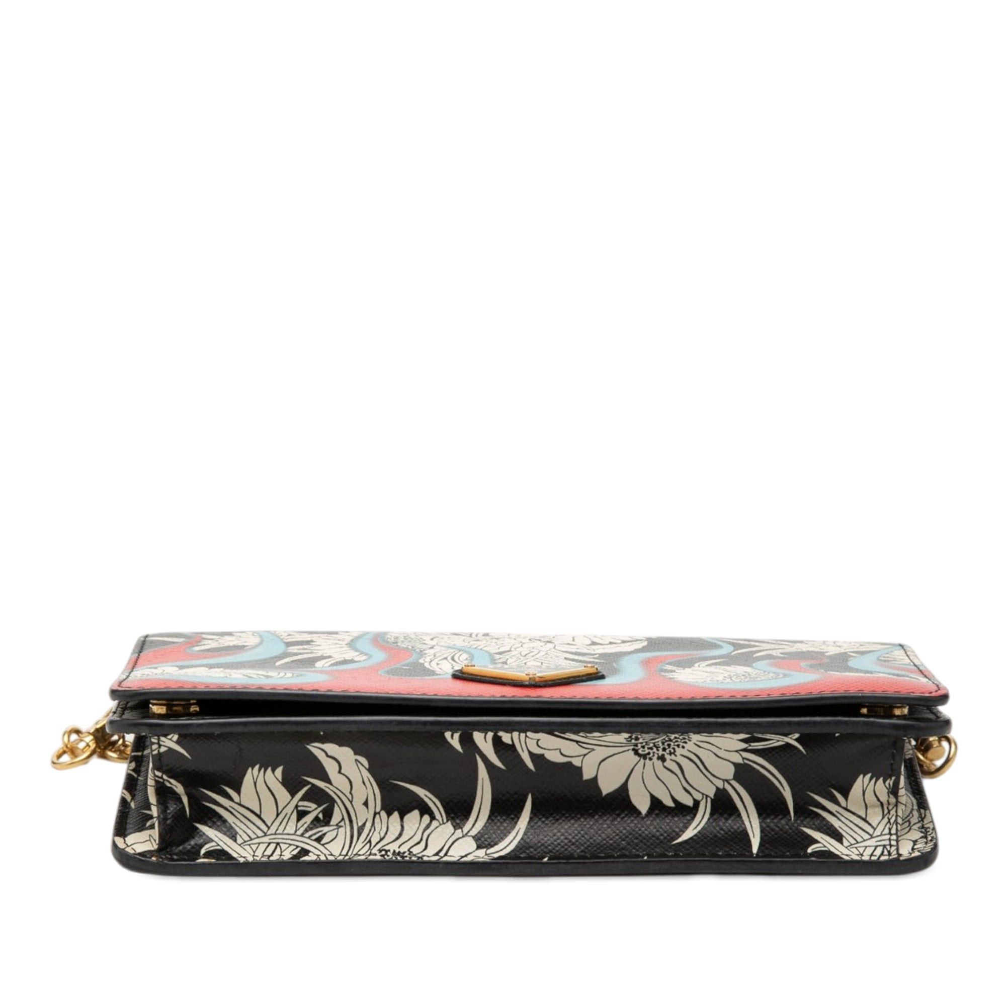 Prada Saffiano Floral Flame Print Wallet on Chain Size ONE SIZE - 3 Thumbnail