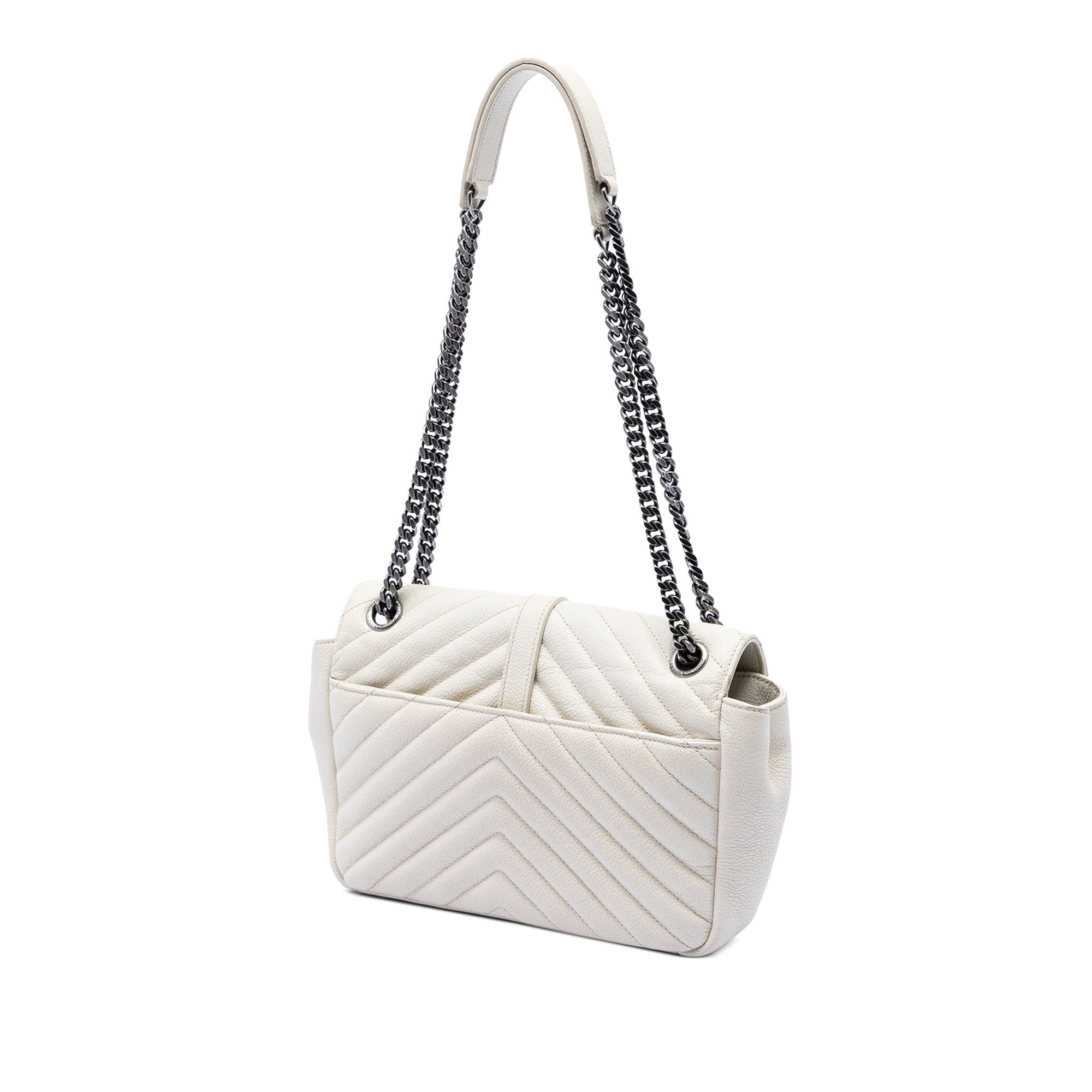 Saint Laurent Paris Medium Chevron Calfskin Monogram Envelope Bag Size ONE SIZE - 2 Thumbnail