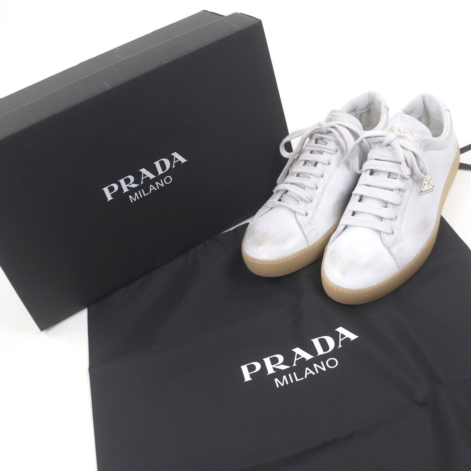 Prada Prada Prada Leather Sneakers Leather Shoes DUTY FREE for USA Size ONE SIZE - 2 Thumbnail