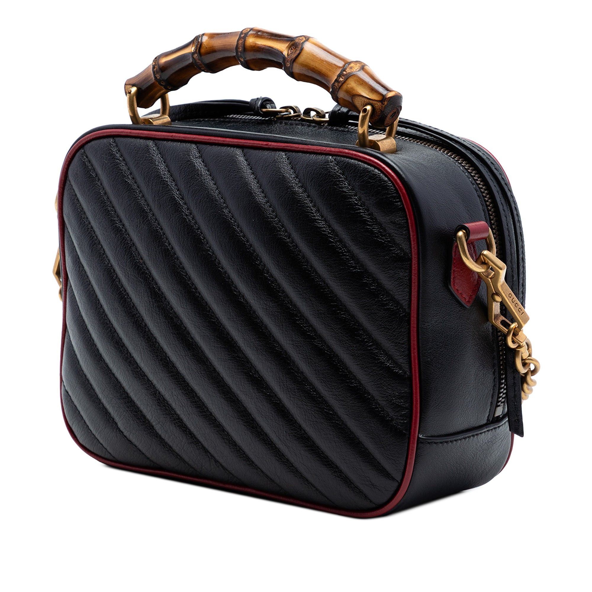 Gucci Small GG Marmont Matelasse Diagonal Leather Torchon Bamboo Satchel Size ONE SIZE - 2 Thumbnail