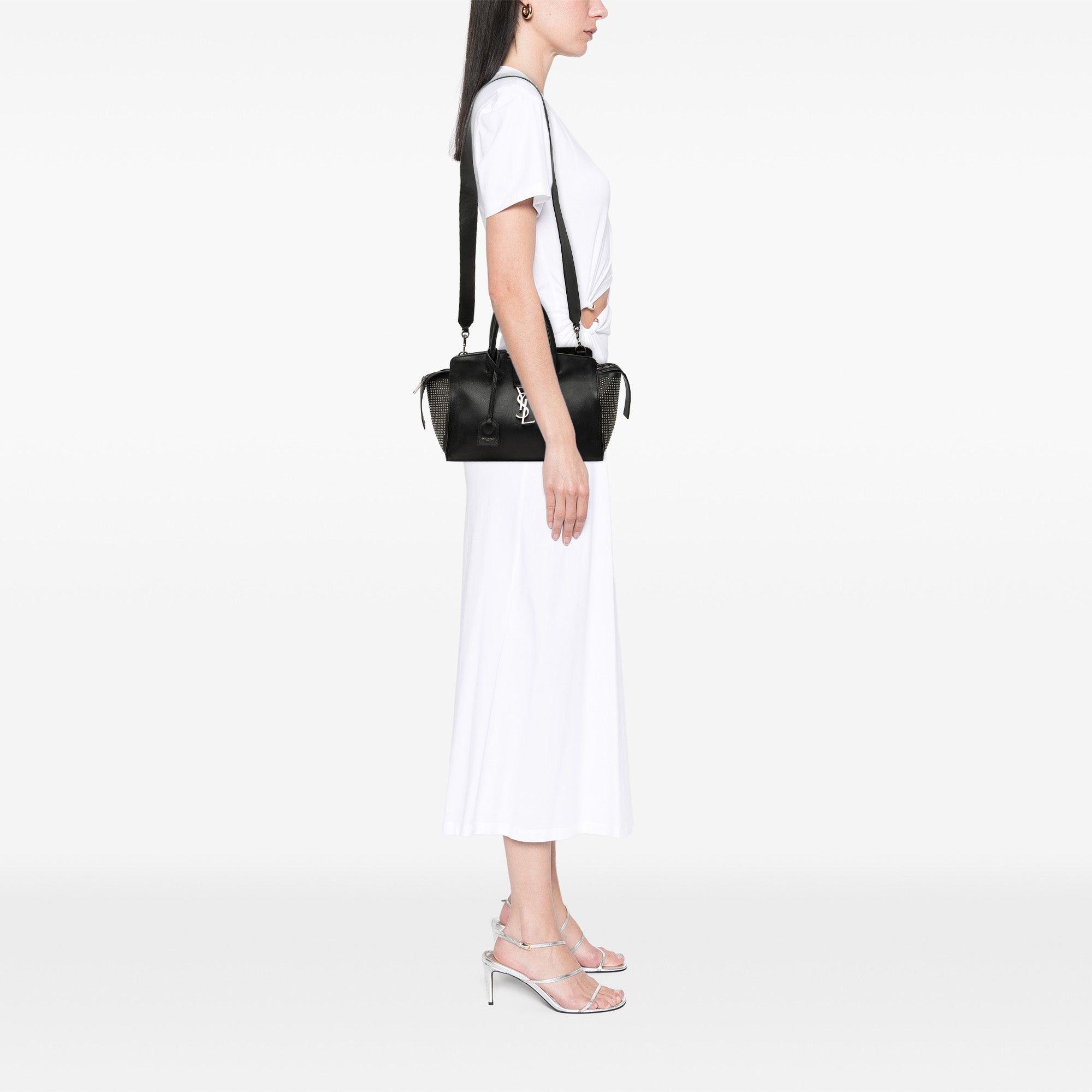 Saint Laurent Paris Baby Studded Leather Monogram Downtown Cabas Satchel Size ONE SIZE - 7 Thumbnail