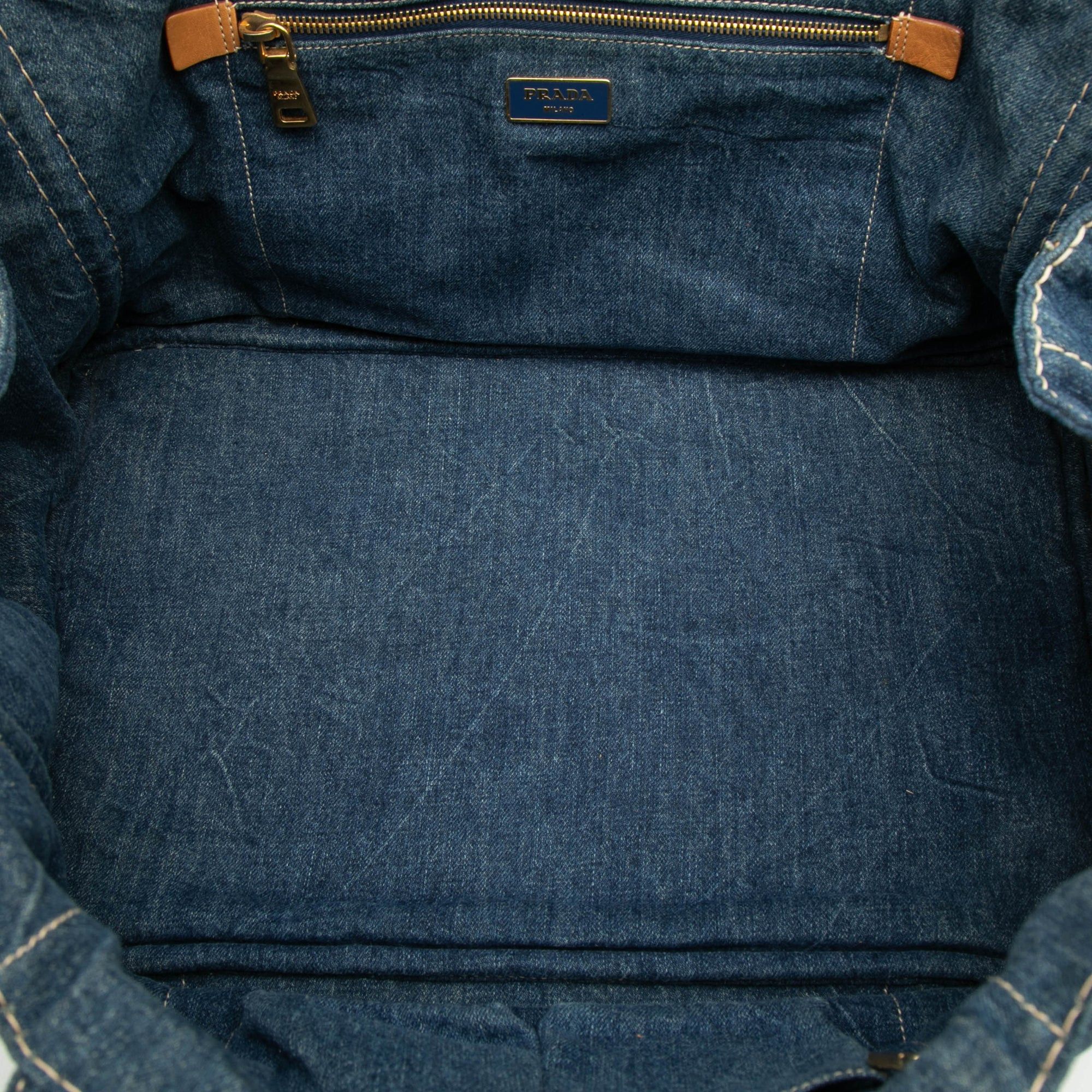Prada Large Denim Canapa Logo Satchel Size ONE SIZE - 4 Thumbnail