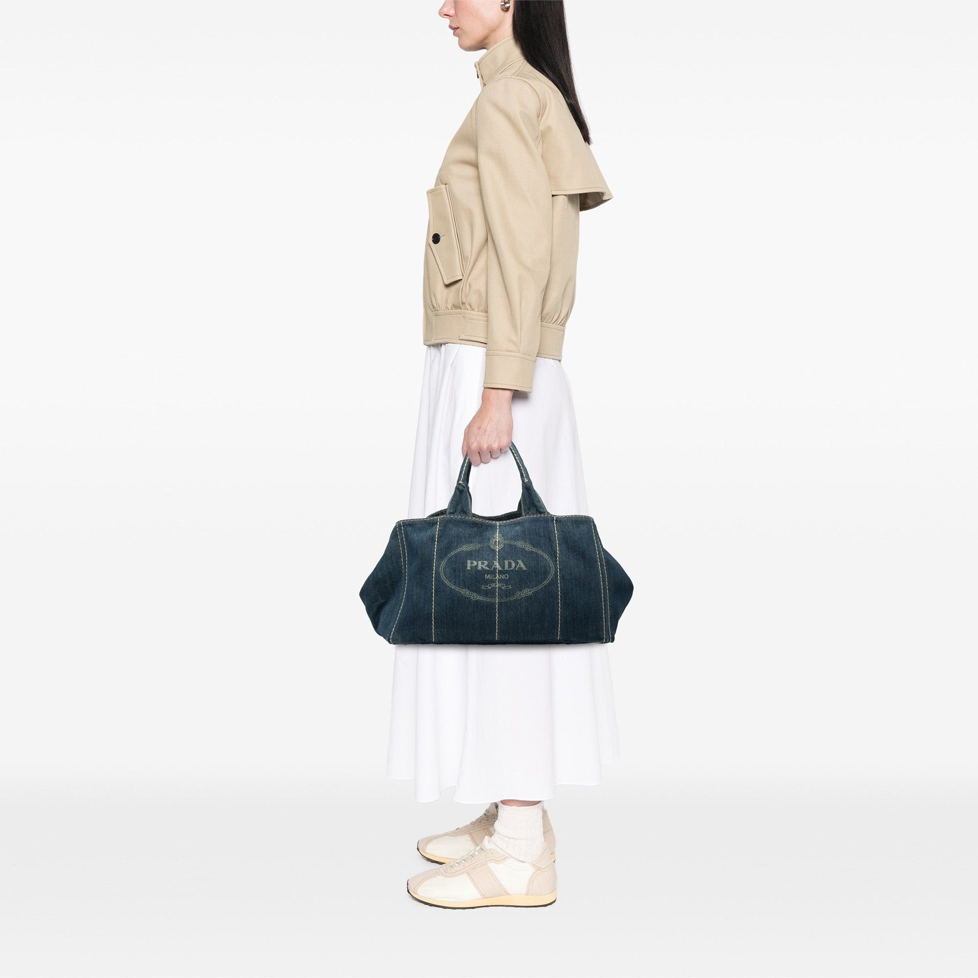 Prada Large Denim Canapa Logo Satchel Size ONE SIZE - 6 Thumbnail