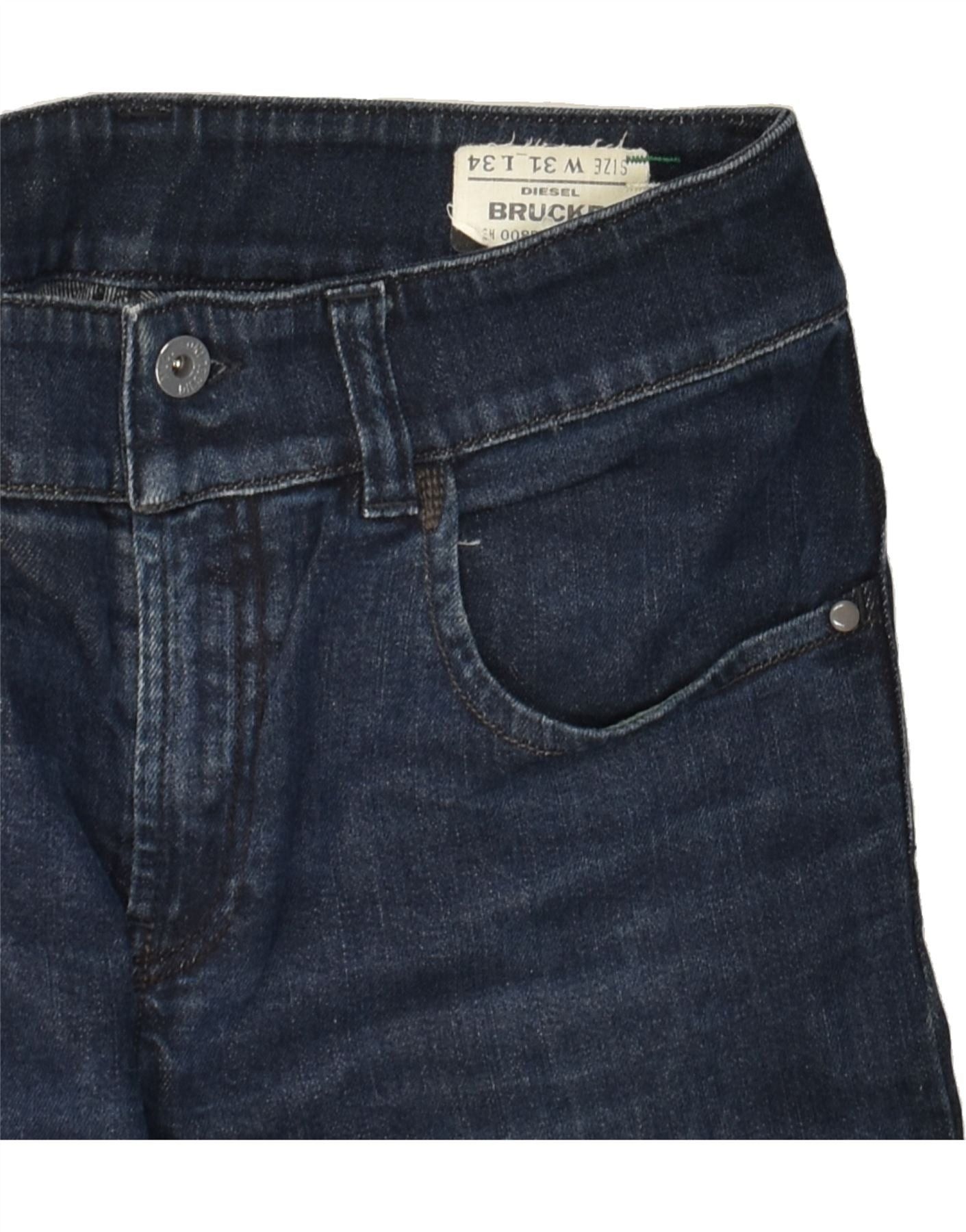 Diesel Womens Brucke Straight Jeans W31 L24 Navy Blue Cotton Size 42" / US 20 - 3 Thumbnail