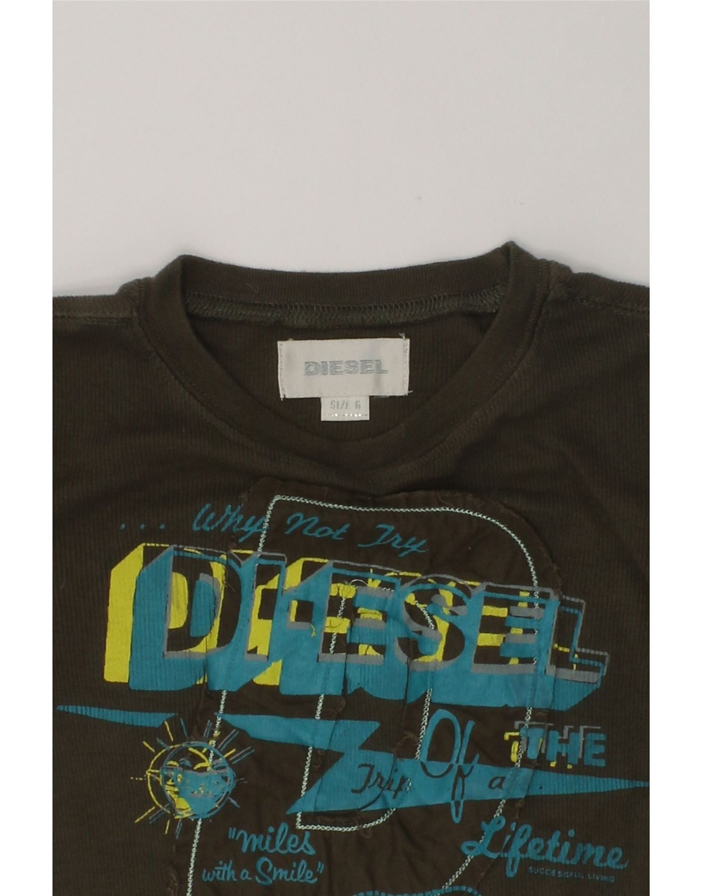 Diesel Boys Graphic Top Long Sleeve 5-6 Years Khaki Cotton Size XS / US 0-2 / IT 36-38 - 3 Thumbnail