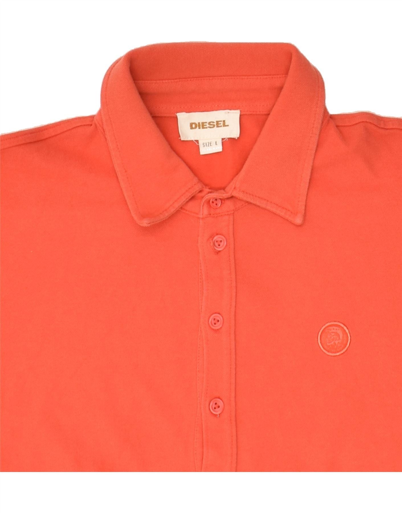 Diesel Womens Polo Shirt UK 14 Large Orange Cotton Size L / US 10 / IT 46 - 3 Thumbnail