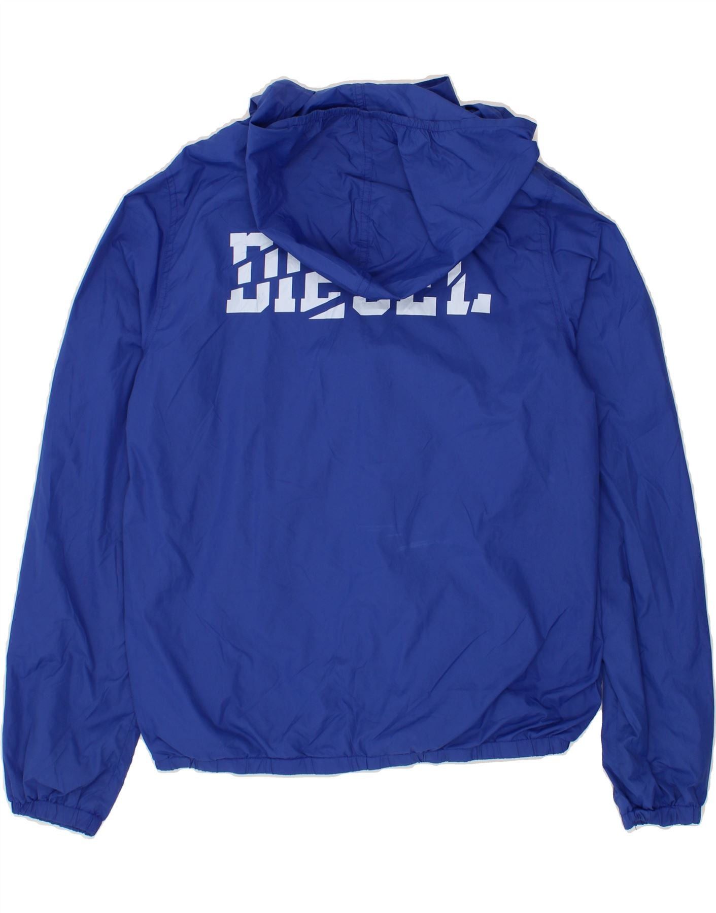 Diesel Boys Graphic Hooded Rain Jacket 15-16 Years Blue Nylon Size XL / US 12-14 / IT 48-50 - 2 Thumbnail