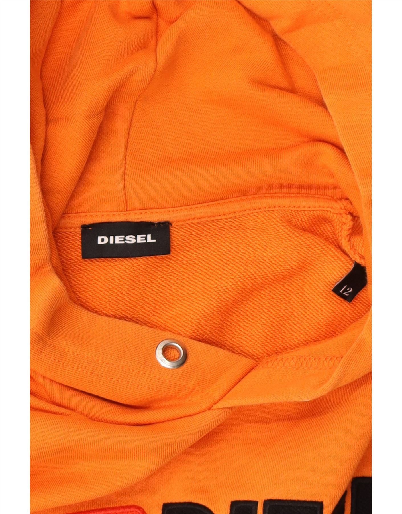 Diesel Boys Graphic Hoodie Jumper 11-12 Years Orange Cotton Size M / US 6-8 / IT 42-44 - 3 Thumbnail