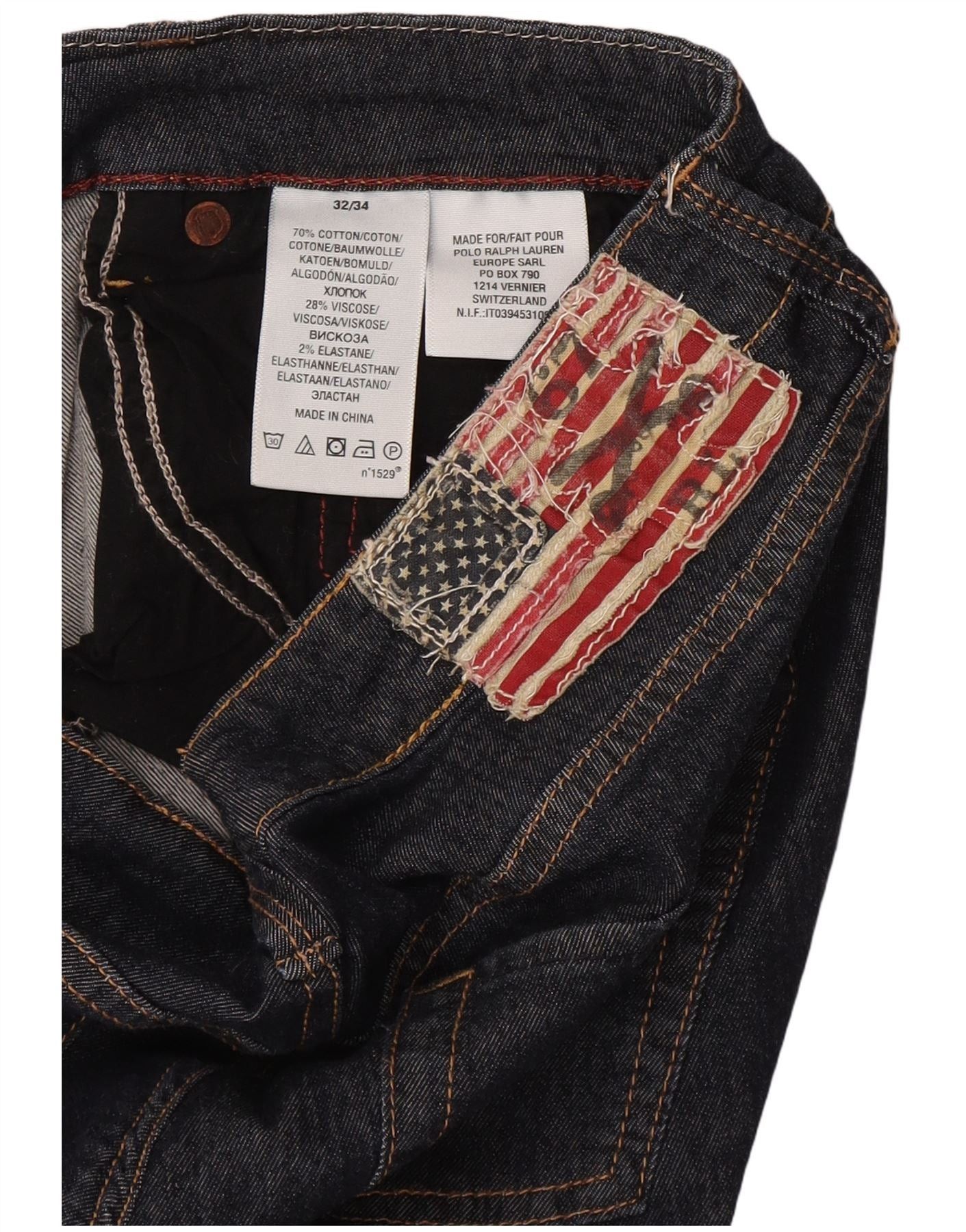 Ralph Lauren Womens Straight Jeans W32 L33 Navy Blue Cotton Size 24" / US 00 / IT 34 - 3 Thumbnail
