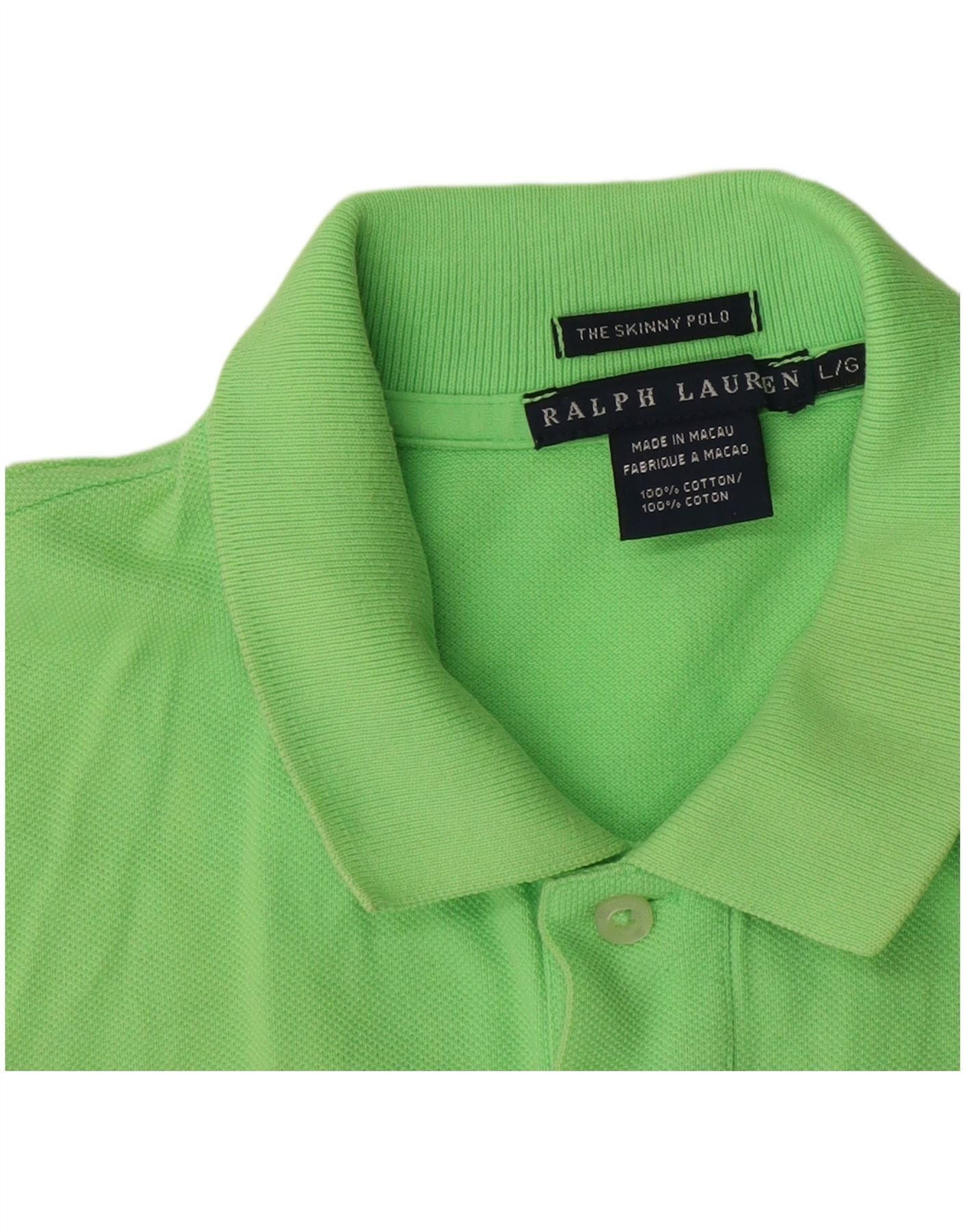 Ralph Lauren Womens Skinny Polo Shirt UK 16 Large Green Cotton Size M / US 6-8 / IT 42-44 - 4 Thumbnail