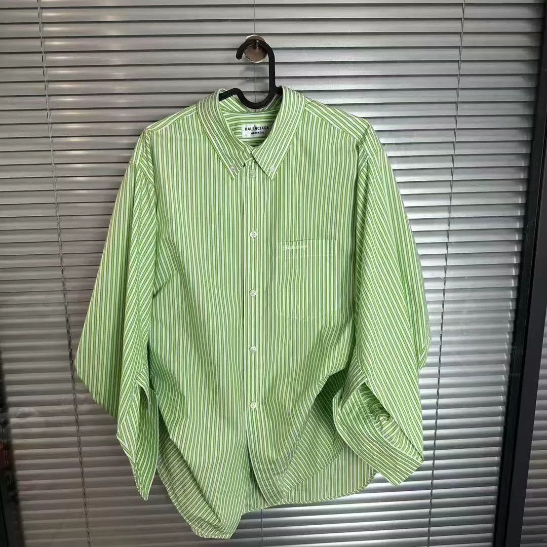 Balenciaga Balenciaga Striped Green Shirt l Men Size US L / EU 52-54 / 3 - 2 Thumbnail