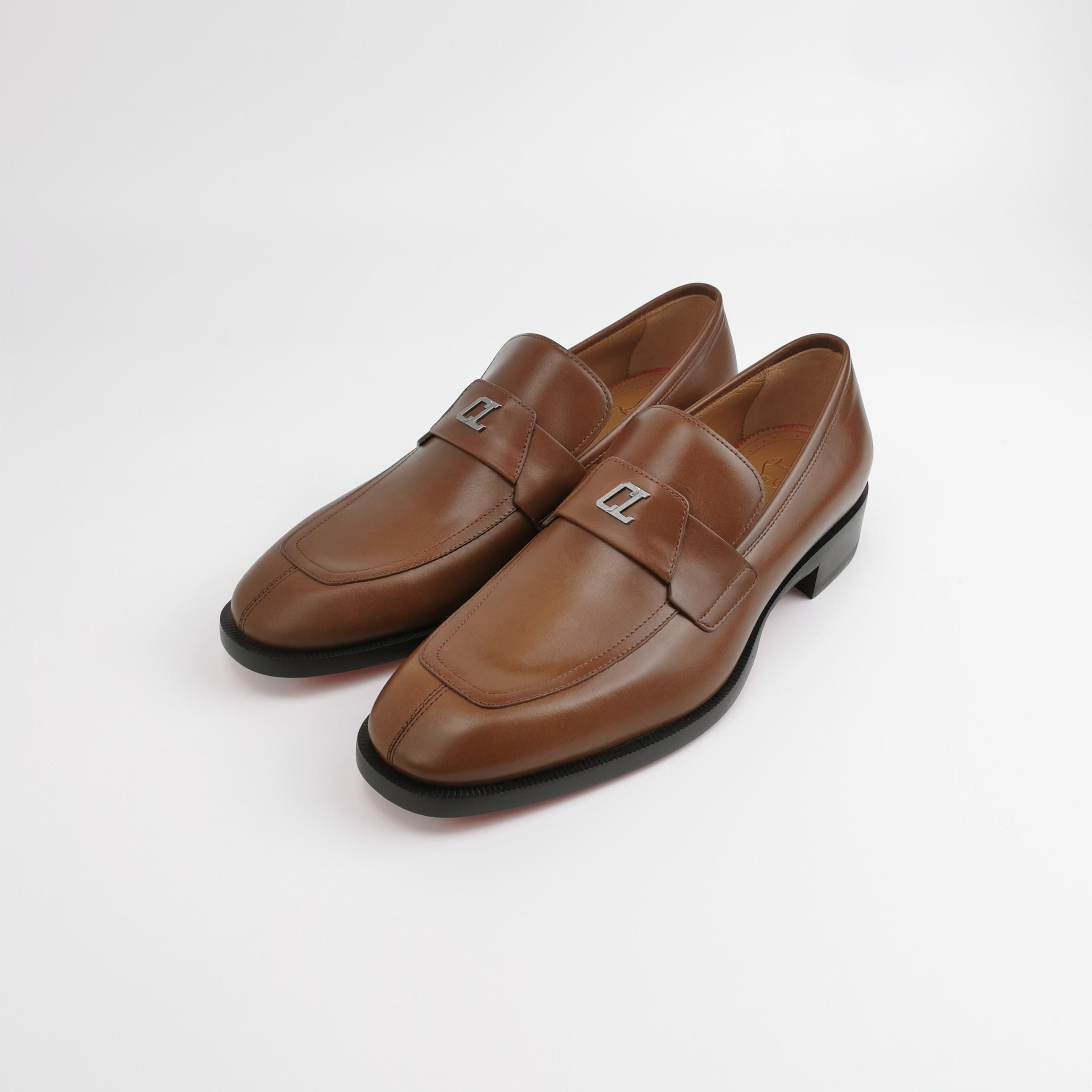 Christian Louboutin Christian Louboutin Brown Leather CL Loafers 39.5 Size US 6 / EU 39 - 3 Thumbnail