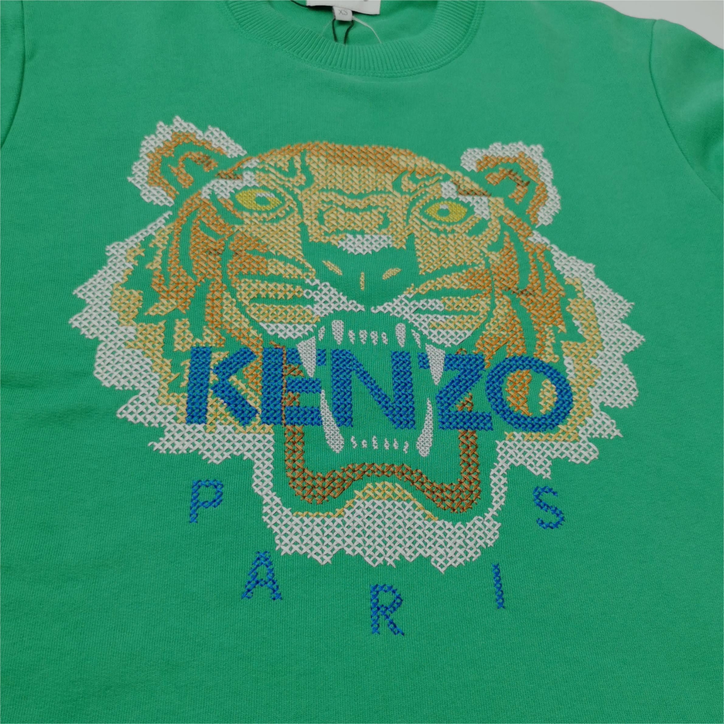 Kenzo Kenzo Tiger Embroidery Sweatshirt Green XS Size US XS / EU 42 / 0 - 4 Thumbnail