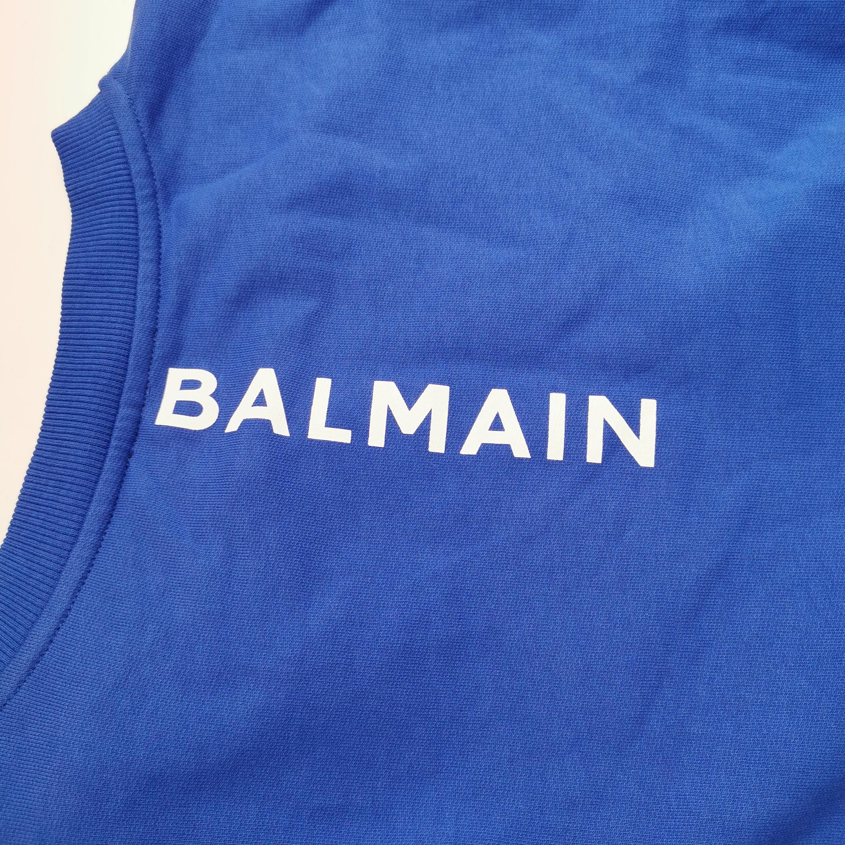Balmain Balmain Vertical Logo Blue Sweatshirt Size XS Size US XS / EU 42 / 0 - 5 Thumbnail