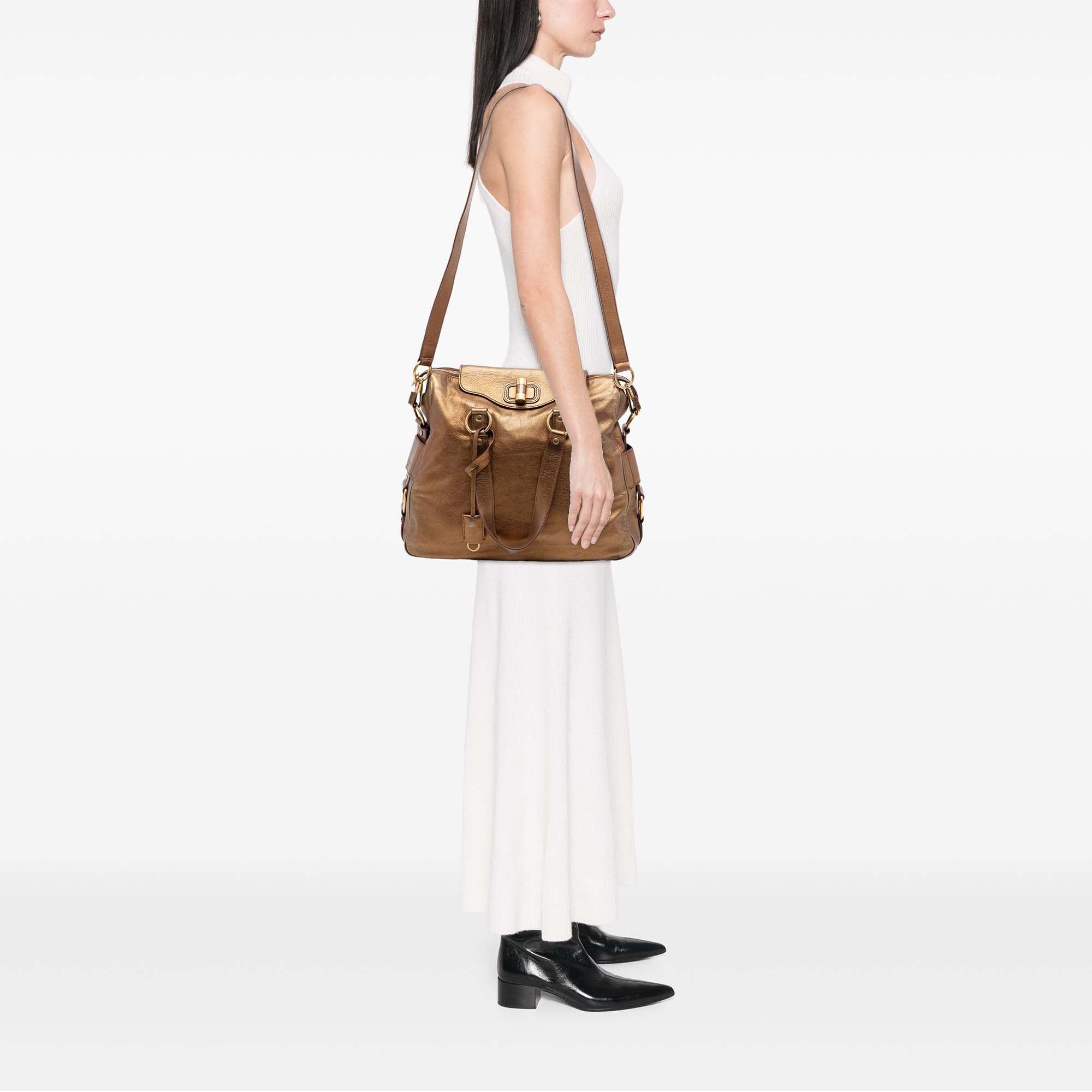 Saint Laurent Paris Metallic Calfskin Muse Satchel Size ONE SIZE - 7 Thumbnail