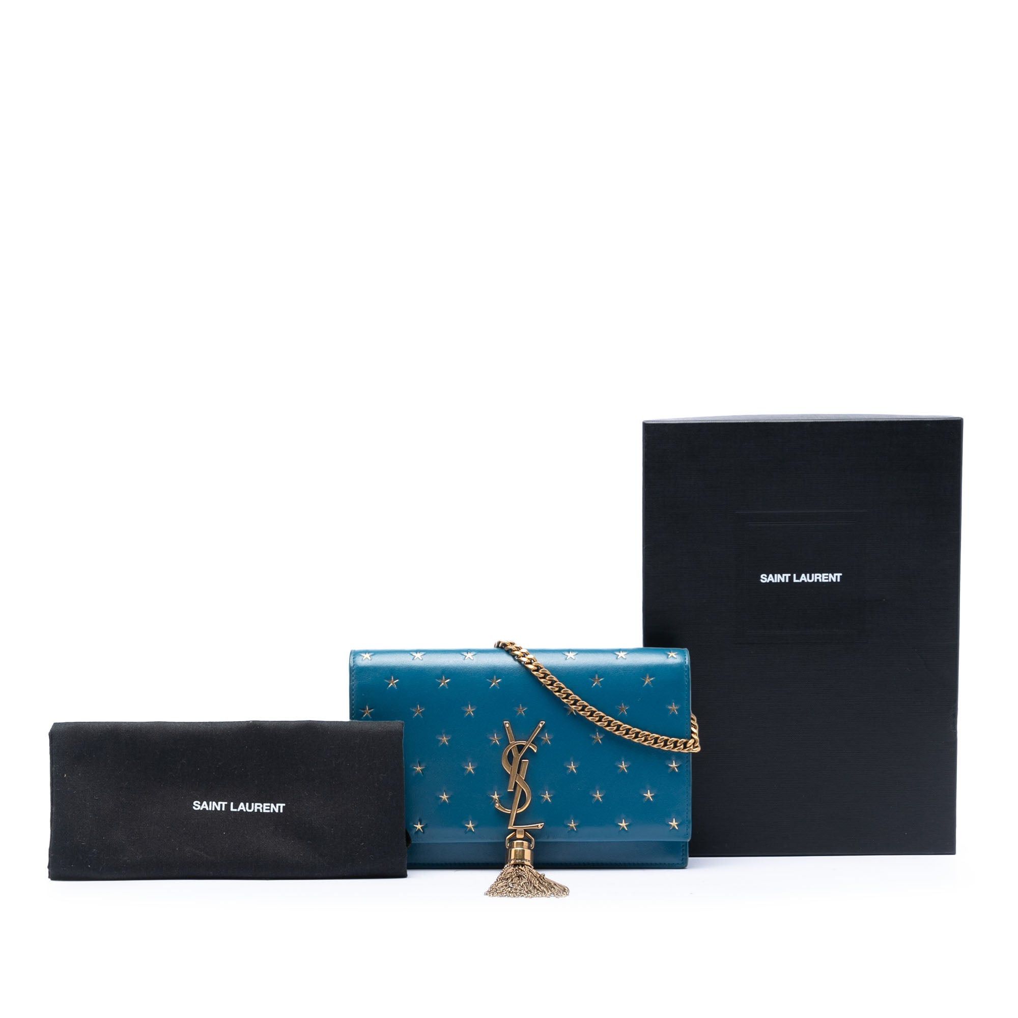 Saint Laurent Paris Calfskin Star Print Classic Monogram Kate Tassel Wallet on Chain Size ONE SIZE - 8 Thumbnail