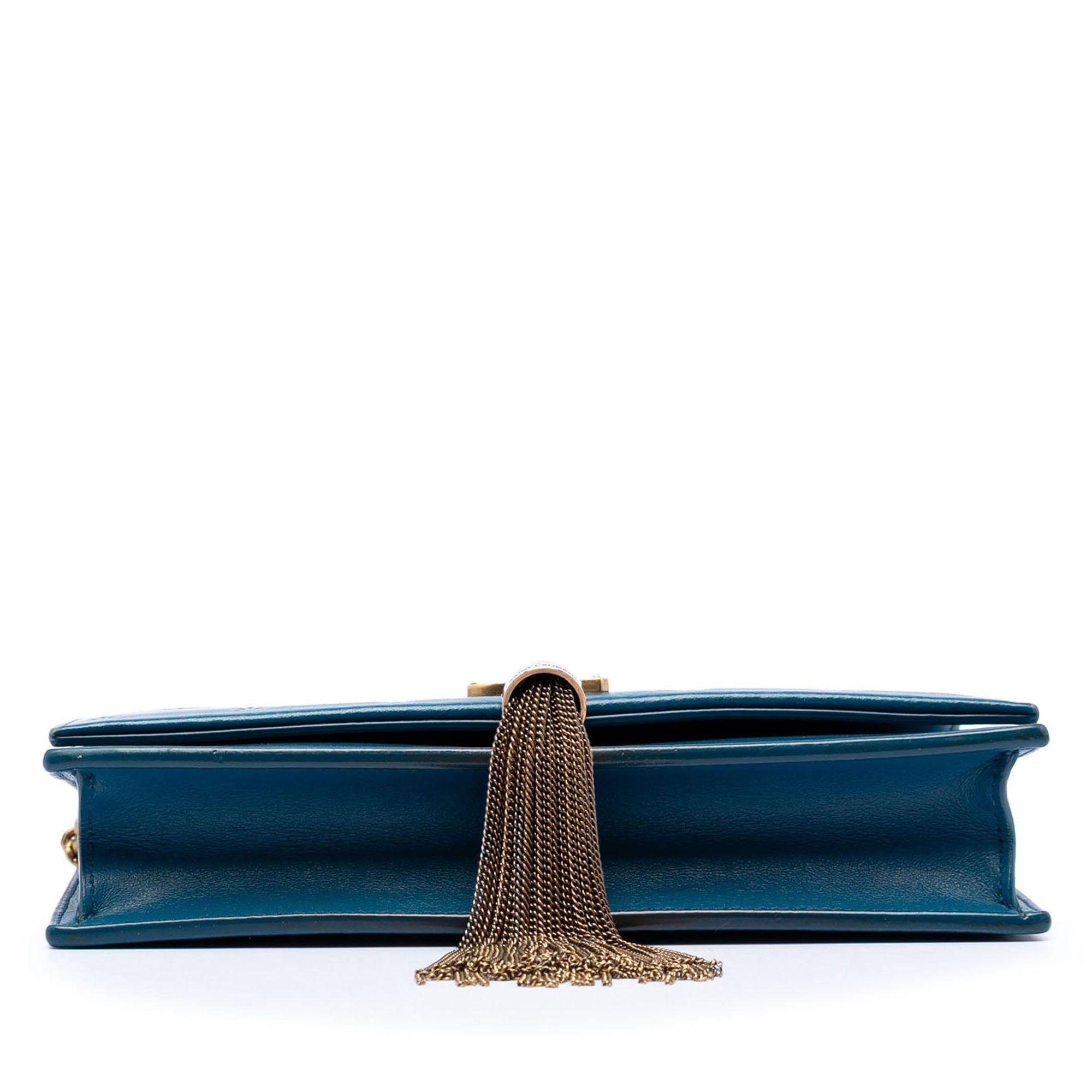 Saint Laurent Paris Calfskin Star Print Classic Monogram Kate Tassel Wallet on Chain Size ONE SIZE - 3 Thumbnail