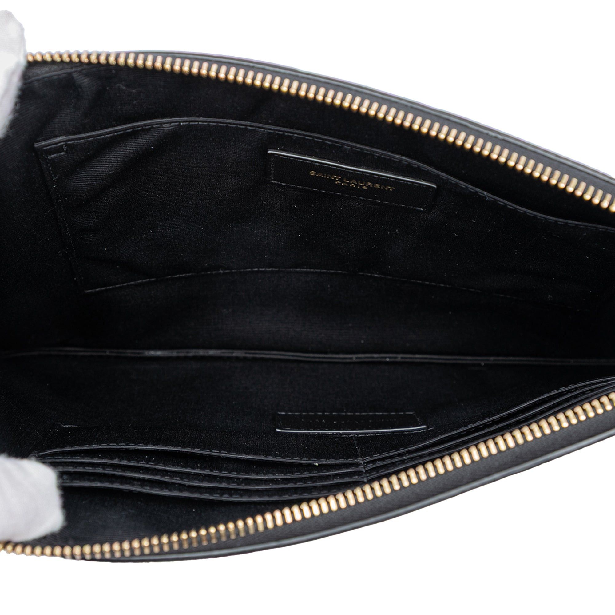 Saint Laurent Paris Croc Embossed Leather Tiny Monogram Zipped Tablet Holder Size ONE SIZE - 4 Thumbnail