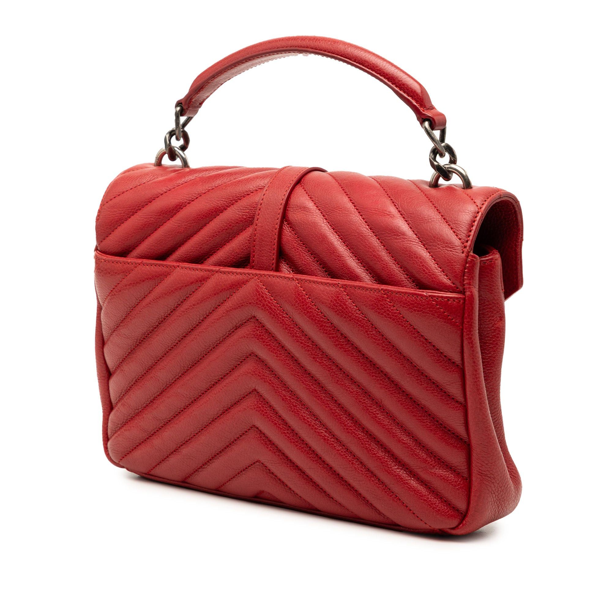 Saint Laurent Paris Medium Chevron Sheepskin Monogram College Satchel Size ONE SIZE - 2 Thumbnail
