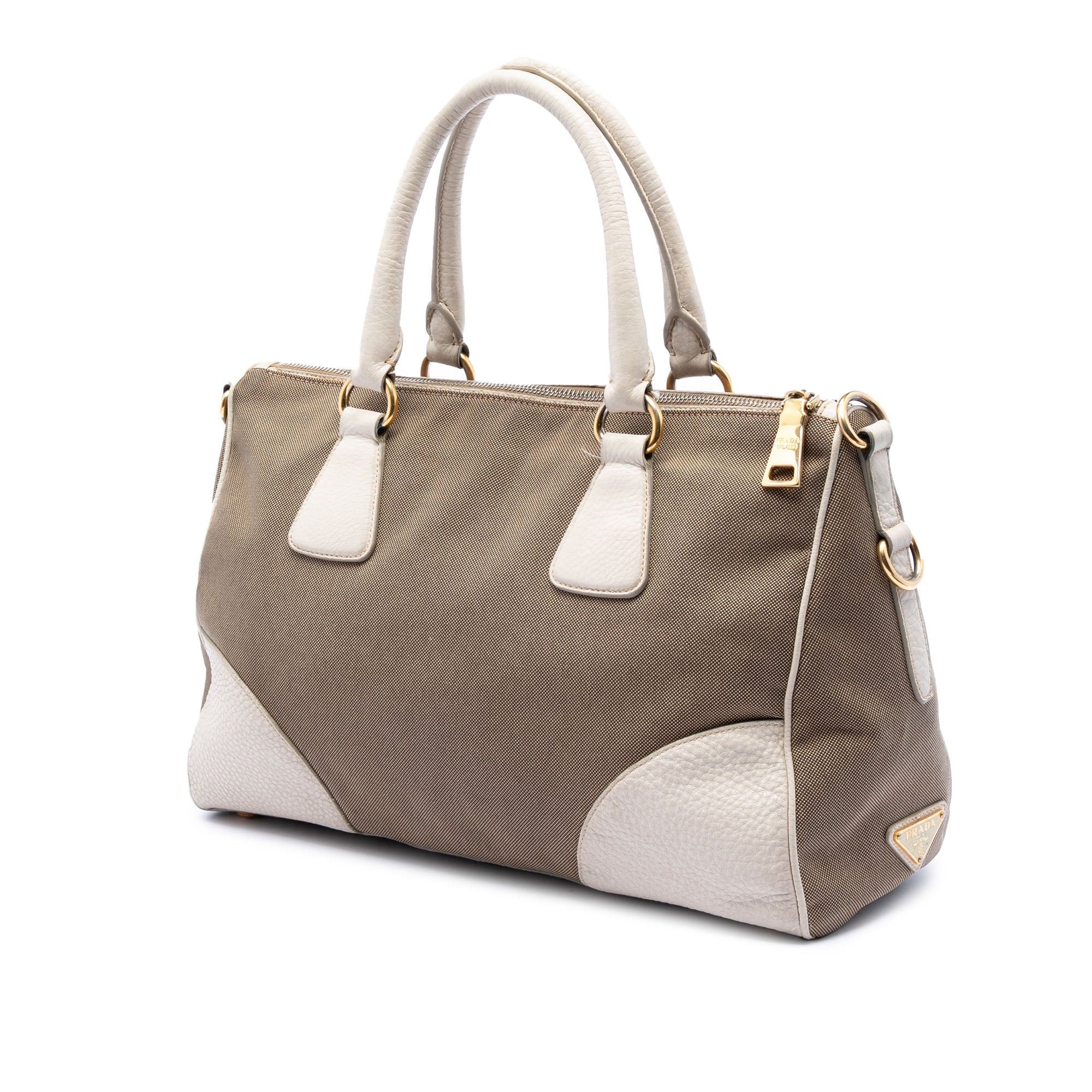 Prada Vitello Daino Trimmed Canvas Canapa Logo Satchel Size ONE SIZE - 2 Thumbnail