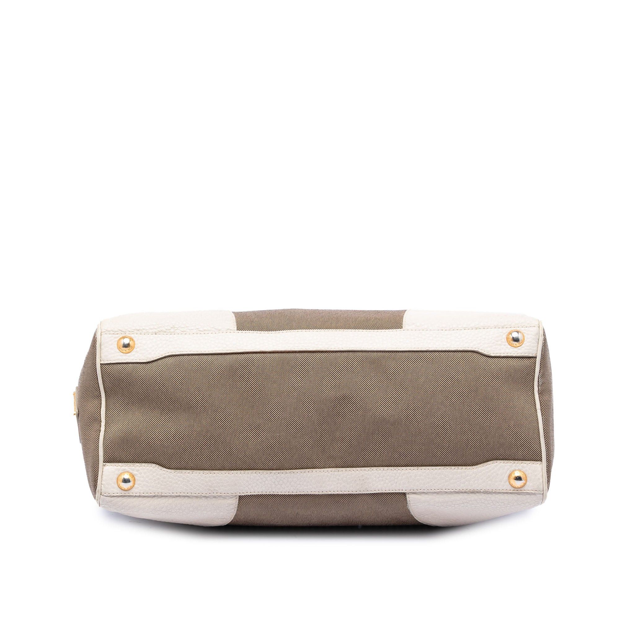 Prada Vitello Daino Trimmed Canvas Canapa Logo Satchel Size ONE SIZE - 3 Thumbnail