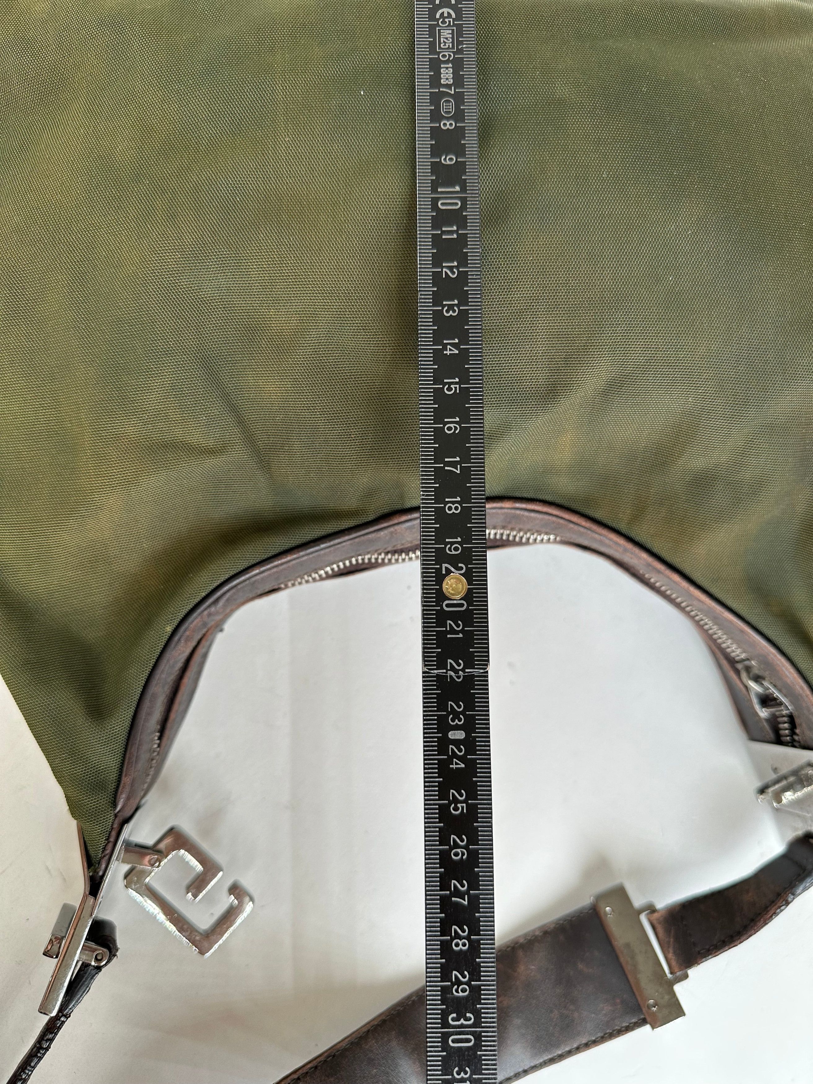 Gucci Vintage Canvas Leather Hobo Shoulder Bag Olive Green Brown Size ONE SIZE - 5 Thumbnail