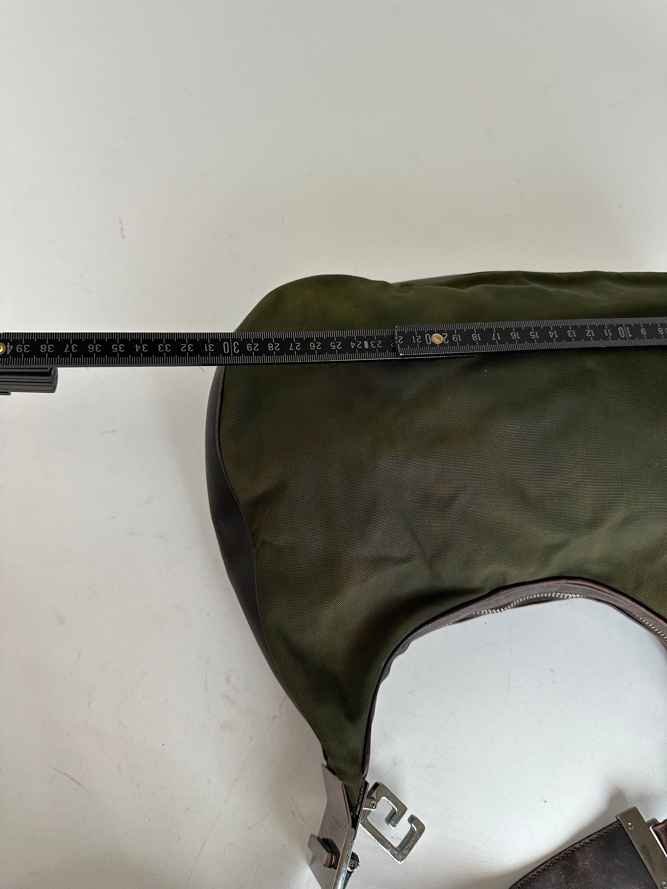 Gucci Vintage Canvas Leather Hobo Shoulder Bag Olive Green Brown Size ONE SIZE - 4 Thumbnail