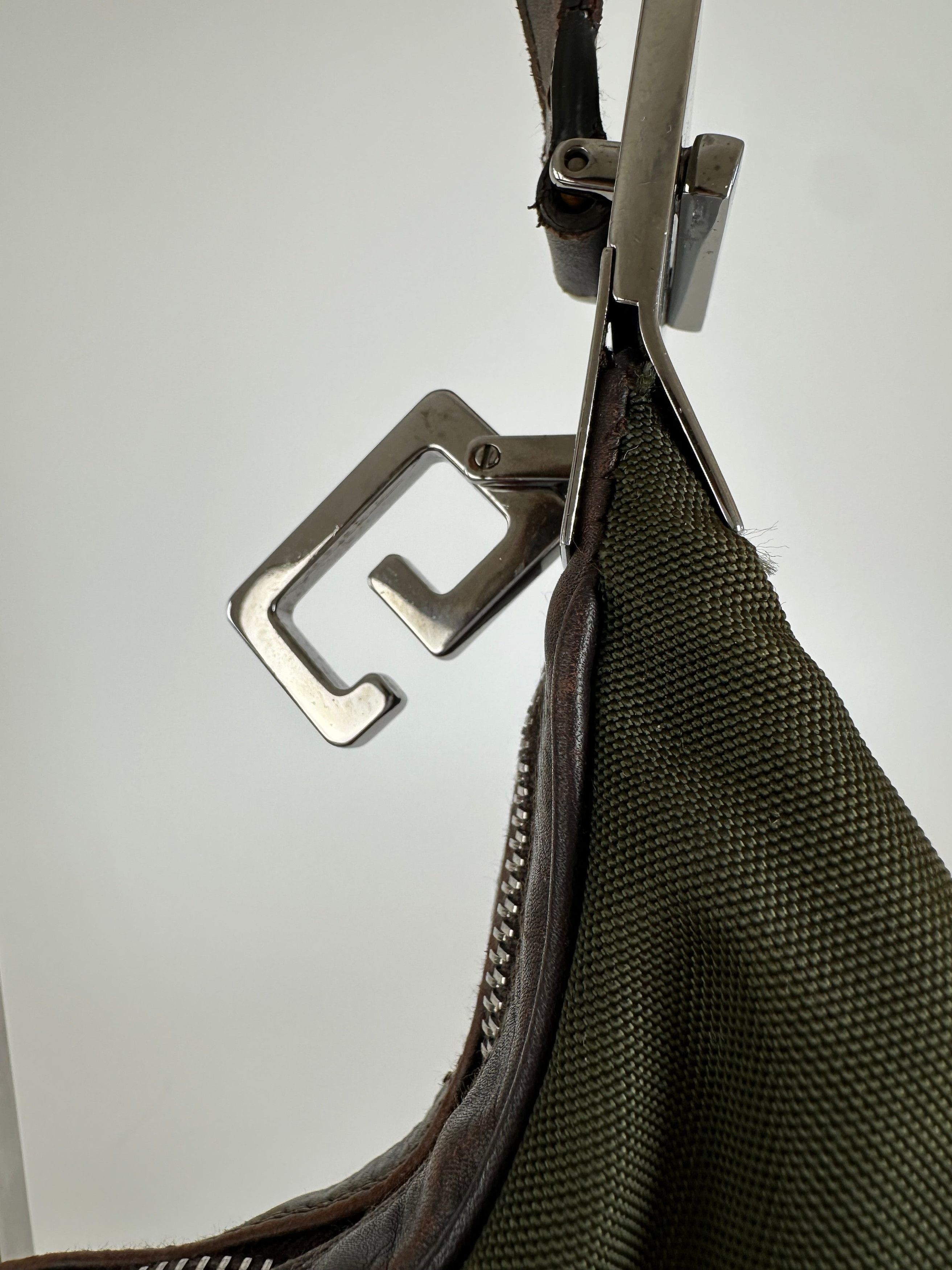 Gucci Vintage Canvas Leather Hobo Shoulder Bag Olive Green Brown Size ONE SIZE - 13 Thumbnail