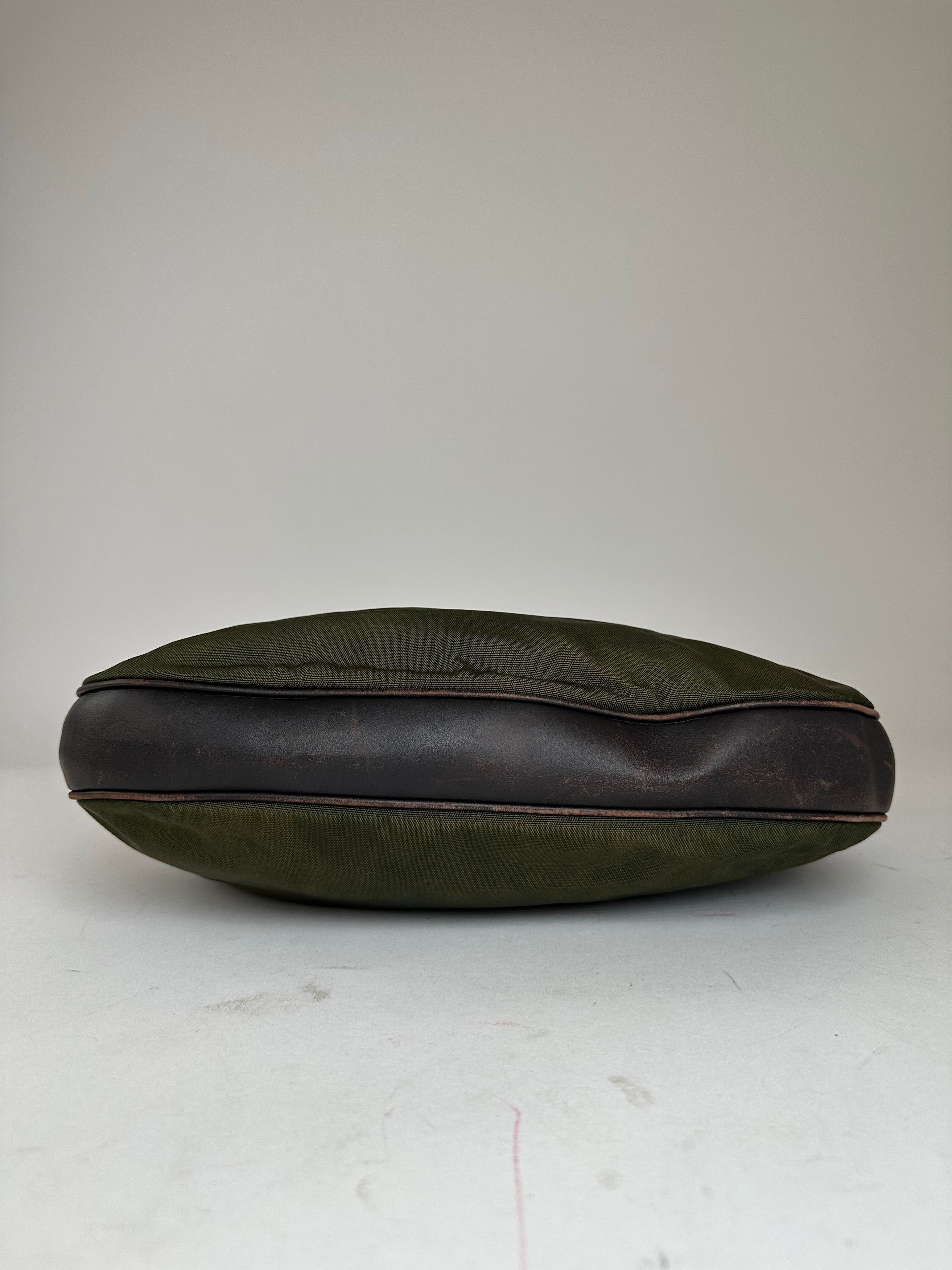Gucci Vintage Canvas Leather Hobo Shoulder Bag Olive Green Brown Size ONE SIZE - 3 Thumbnail