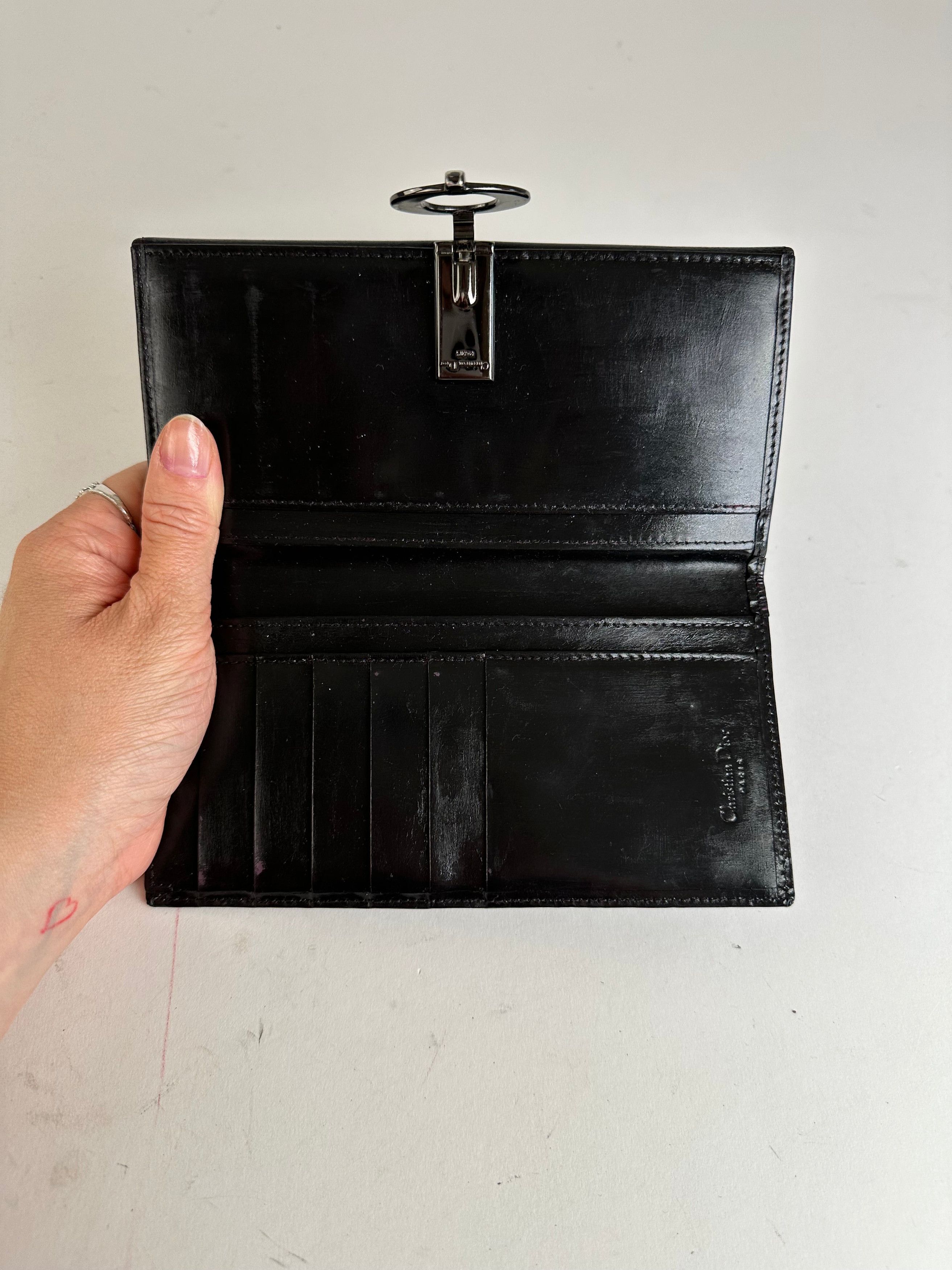 Dior Vintage Leather Flap Long Wallet Black Size ONE SIZE - 4 Thumbnail