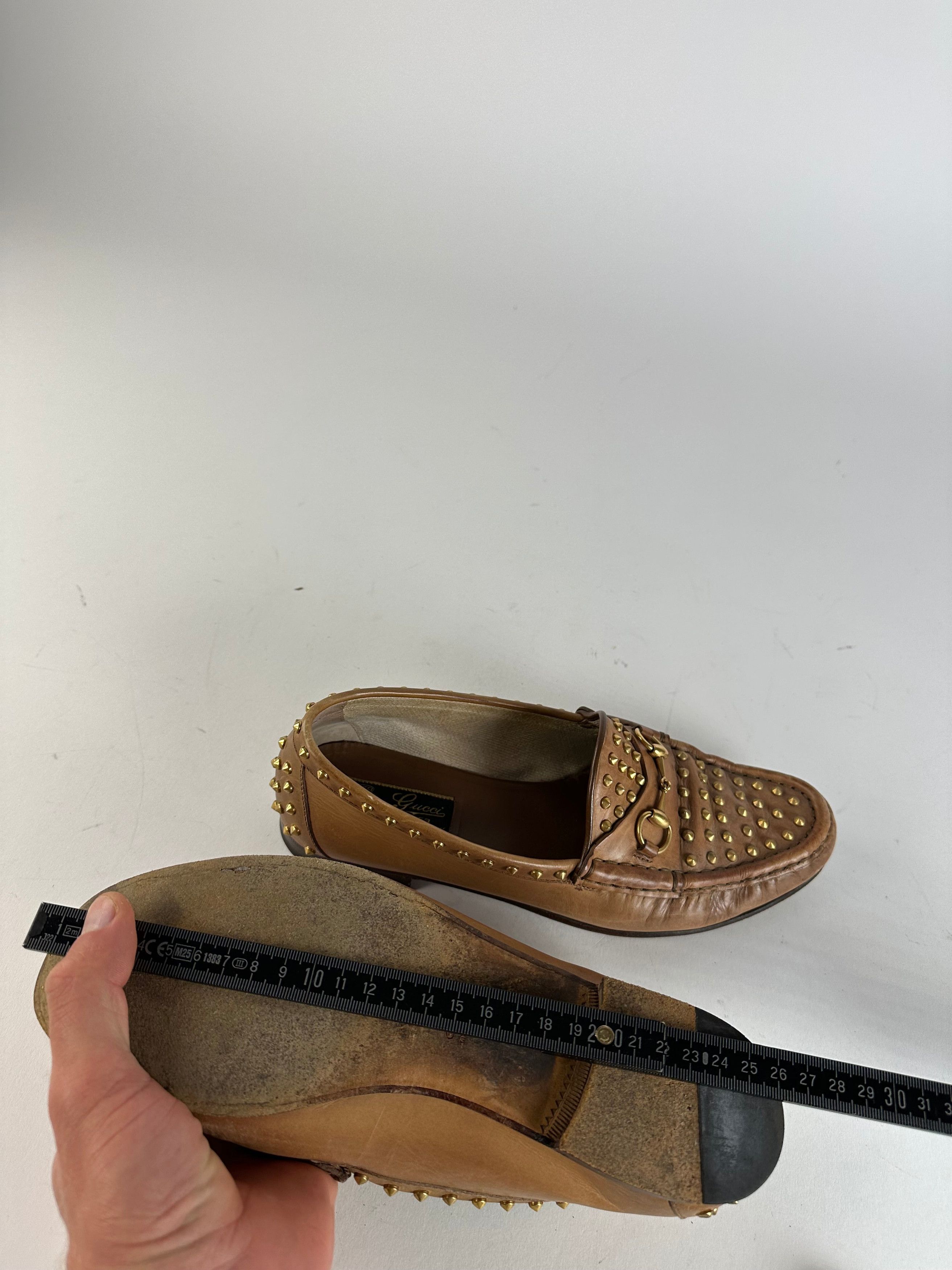 Gucci Vintage Studded Horsebit Leather Loafer Cognac Brown Size US 8 / IT 38 - 10 Thumbnail