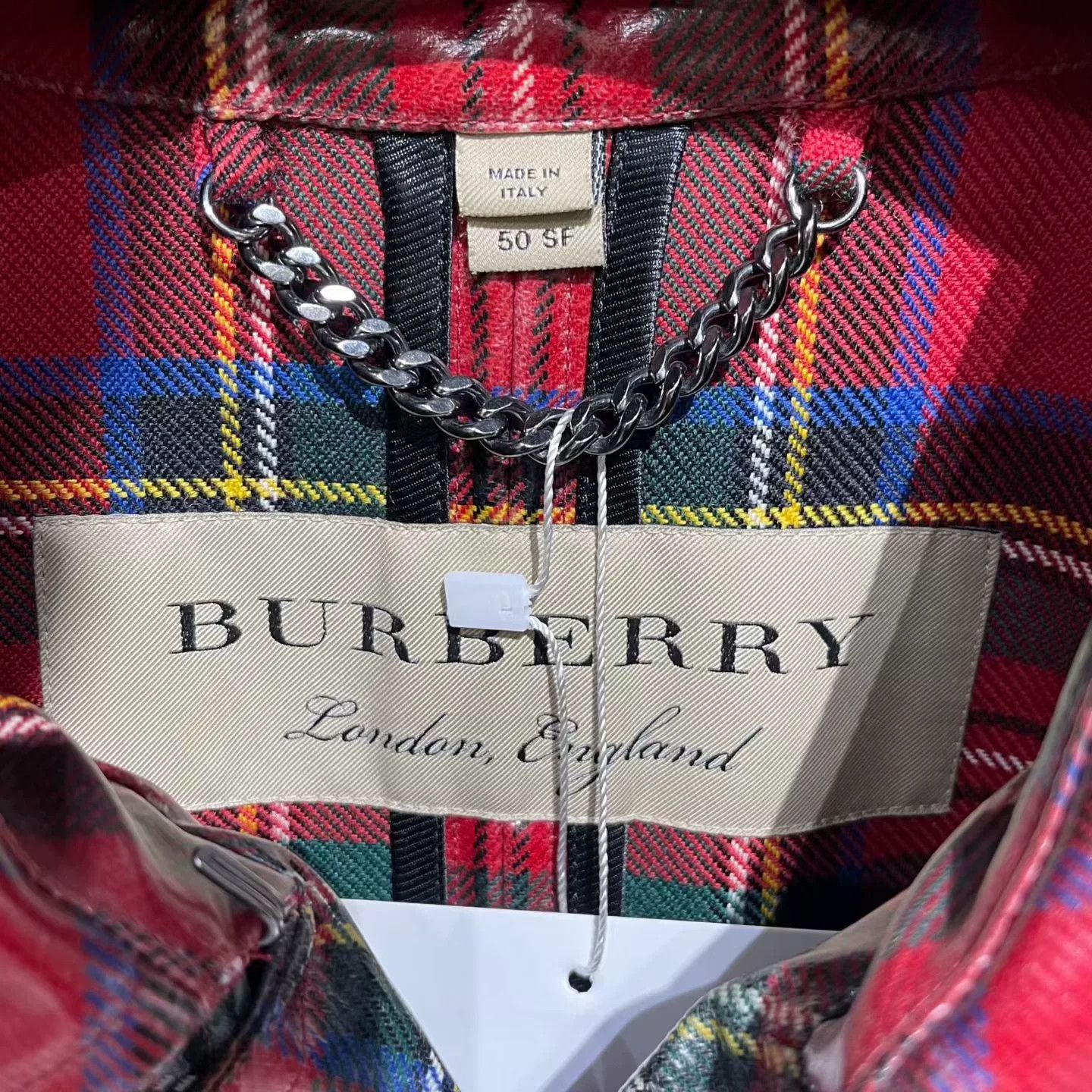 Burberry Burberry Leather Plaid Red Light Jacket xs Men Size US XS / EU 42 / 0 - 4 Thumbnail