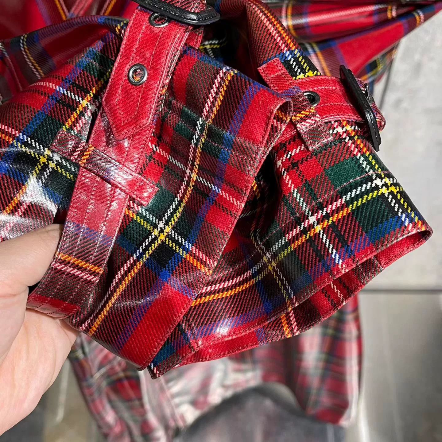 Burberry Burberry Leather Plaid Red Light Jacket xs Men Size US XS / EU 42 / 0 - 5 Thumbnail