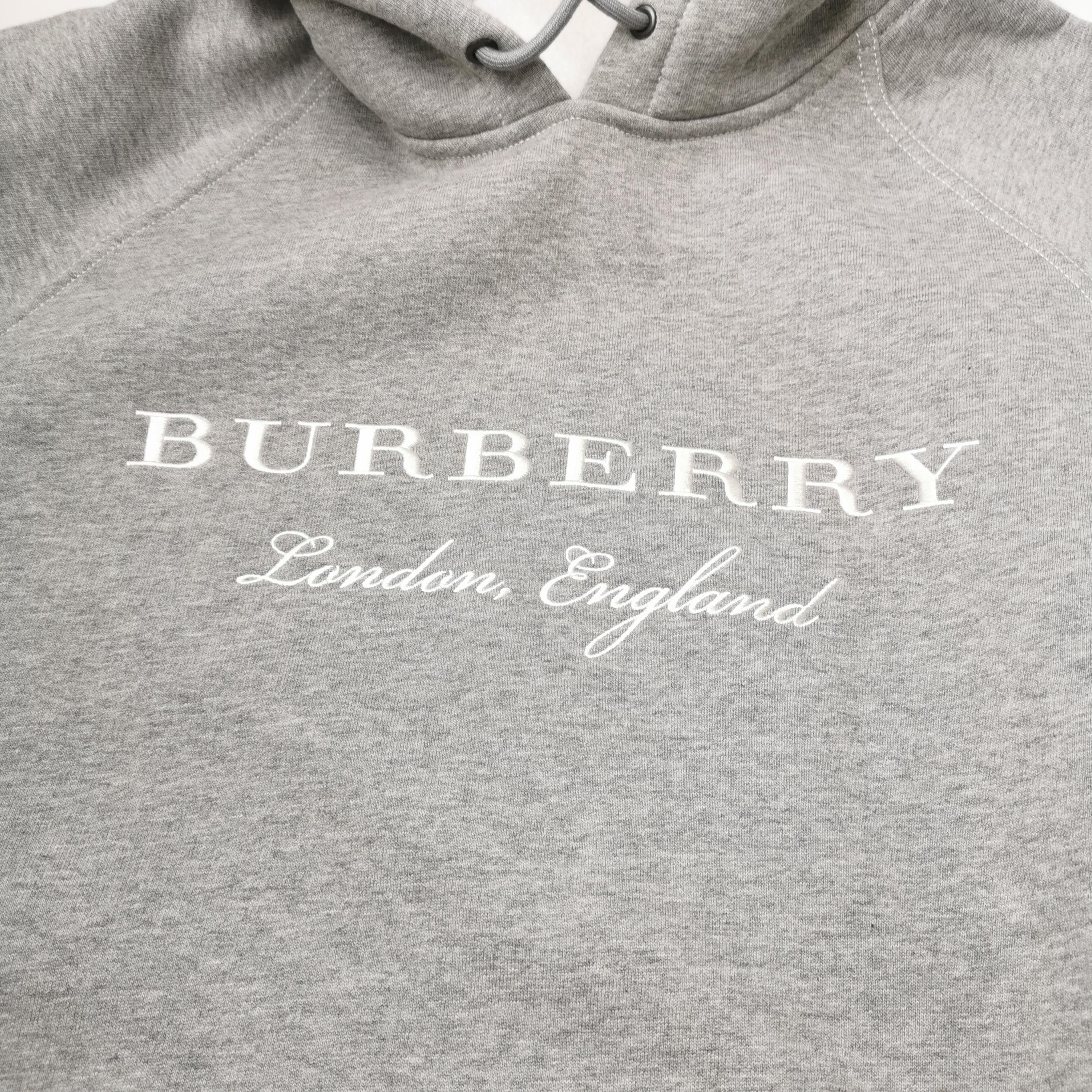 Burberry Burberry Logo Script Cotton Hoodie Gray Size L Size US L / EU 52-54 / 3 - 4 Thumbnail