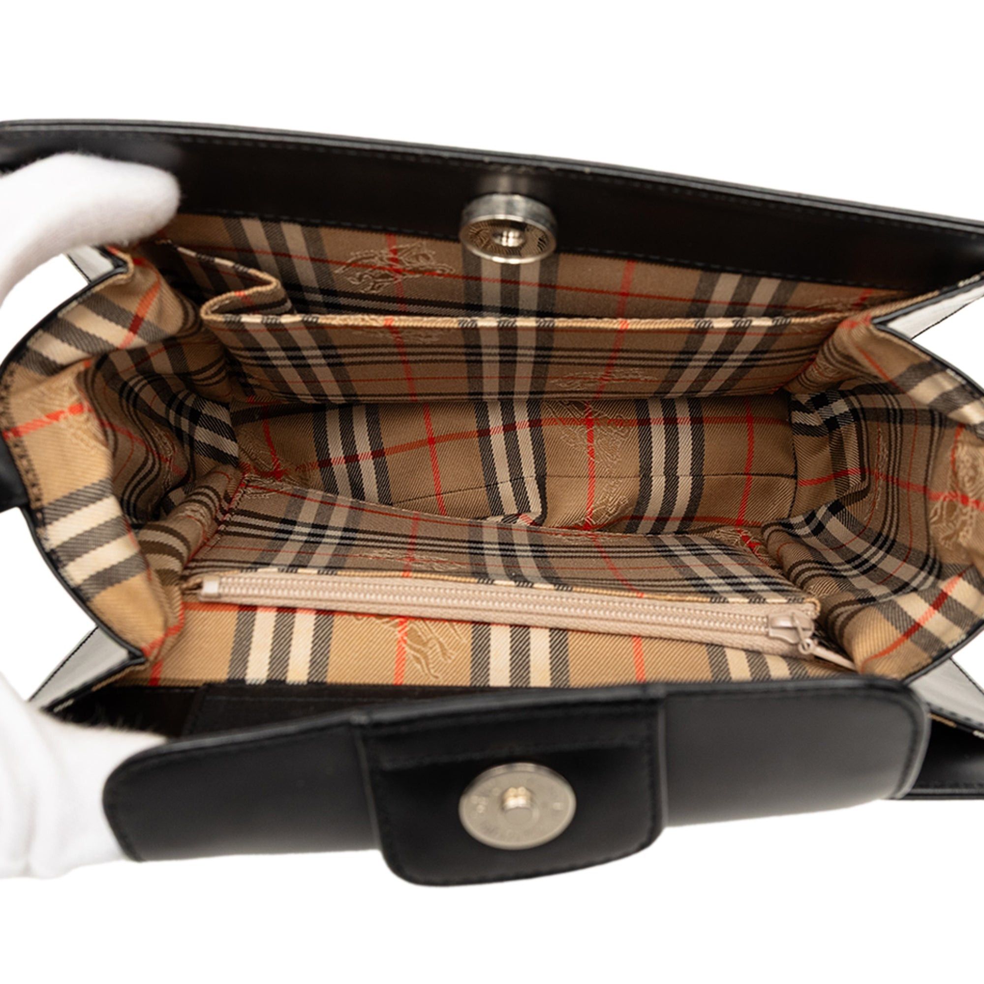 Burberry House Check Trimmed Leather Shoulder Bag Size ONE SIZE - 4 Thumbnail