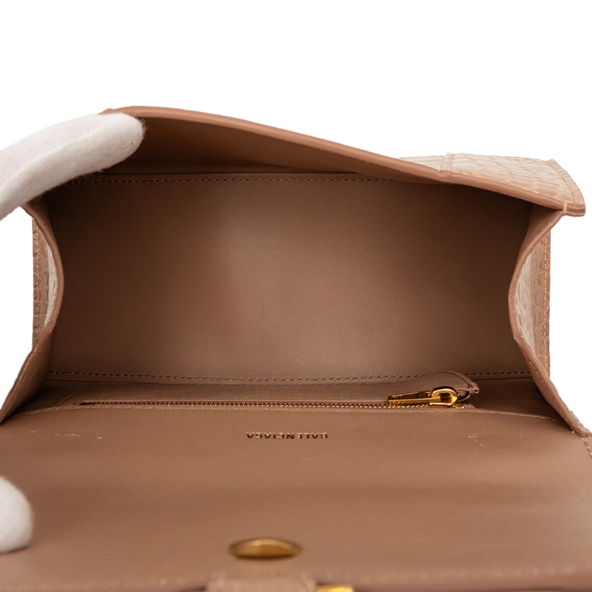 Balenciaga Small Croc Embossed Hourglass Top Handle Bag Size ONE SIZE - 4 Thumbnail