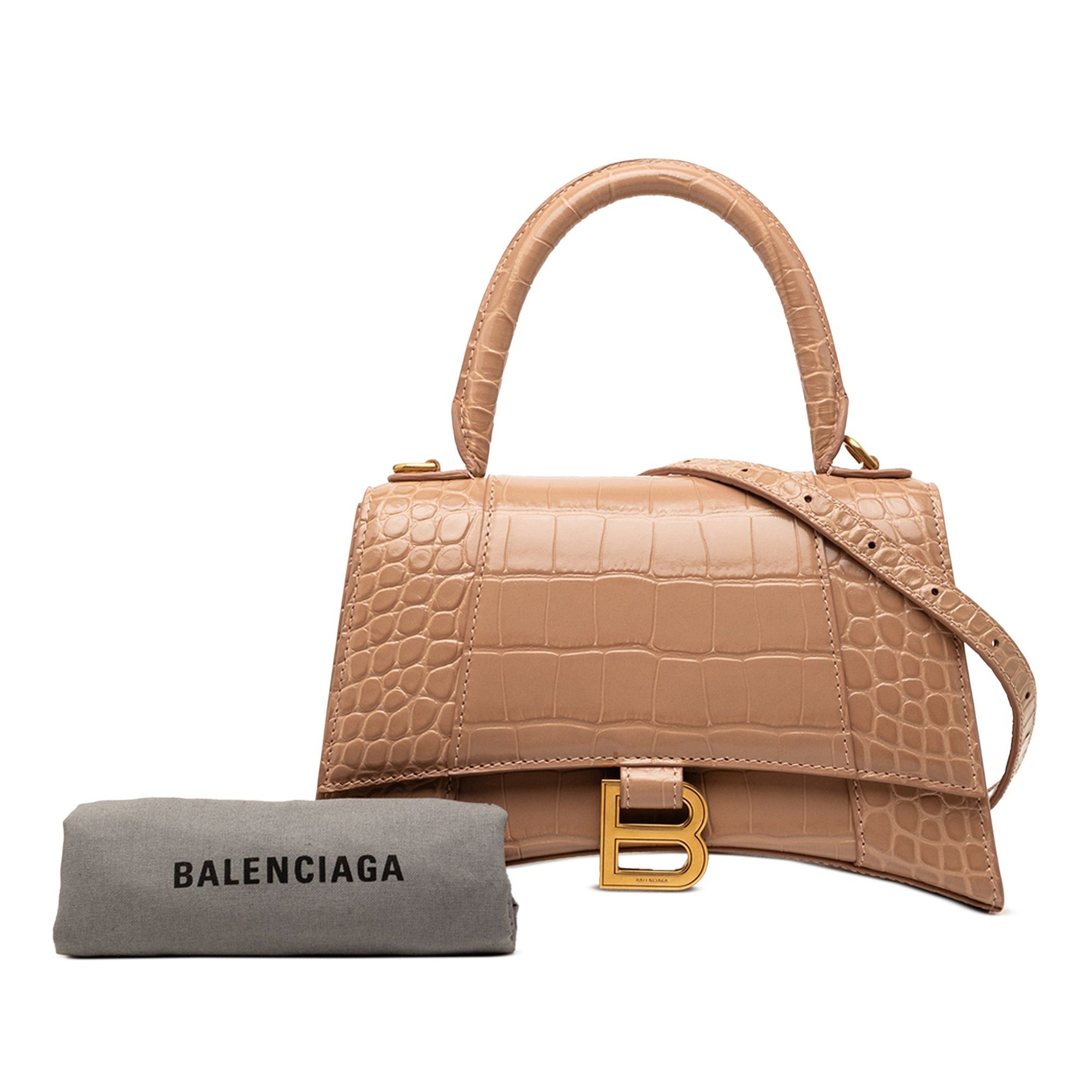 Balenciaga Small Croc Embossed Hourglass Top Handle Bag Size ONE SIZE - 10 Thumbnail