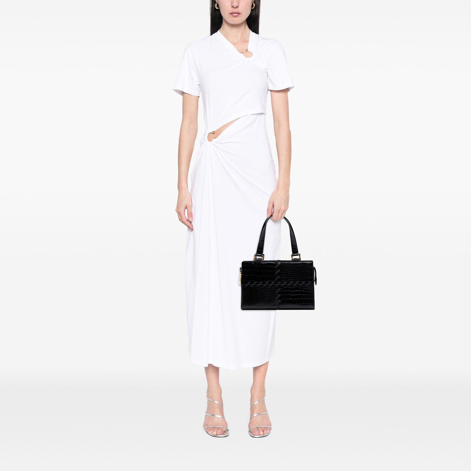 Saint Laurent Paris Croc Embossed Leather Shoulder Bag Size ONE SIZE - 6 Thumbnail