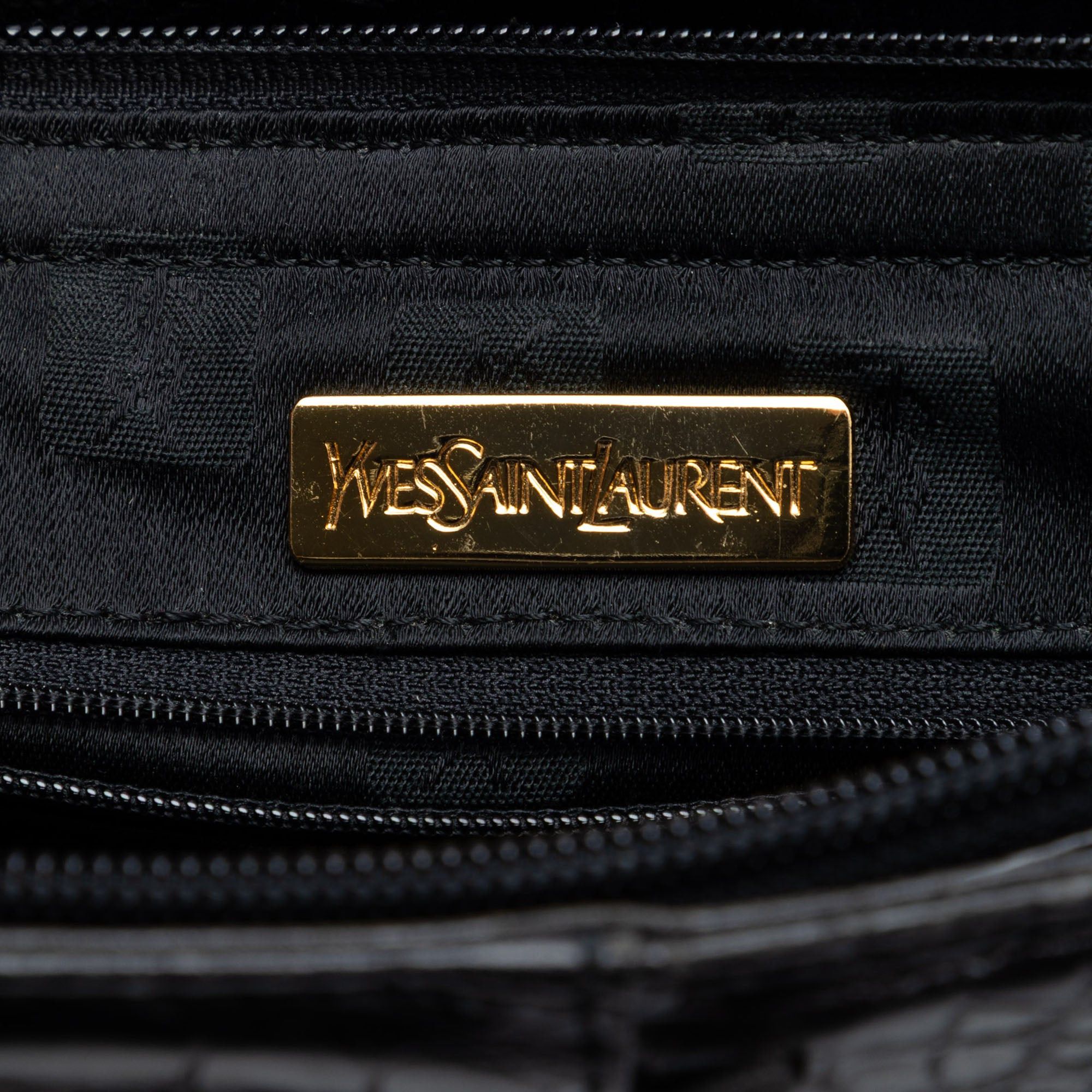 Saint Laurent Paris Croc Embossed Leather Shoulder Bag Size ONE SIZE - 5 Thumbnail