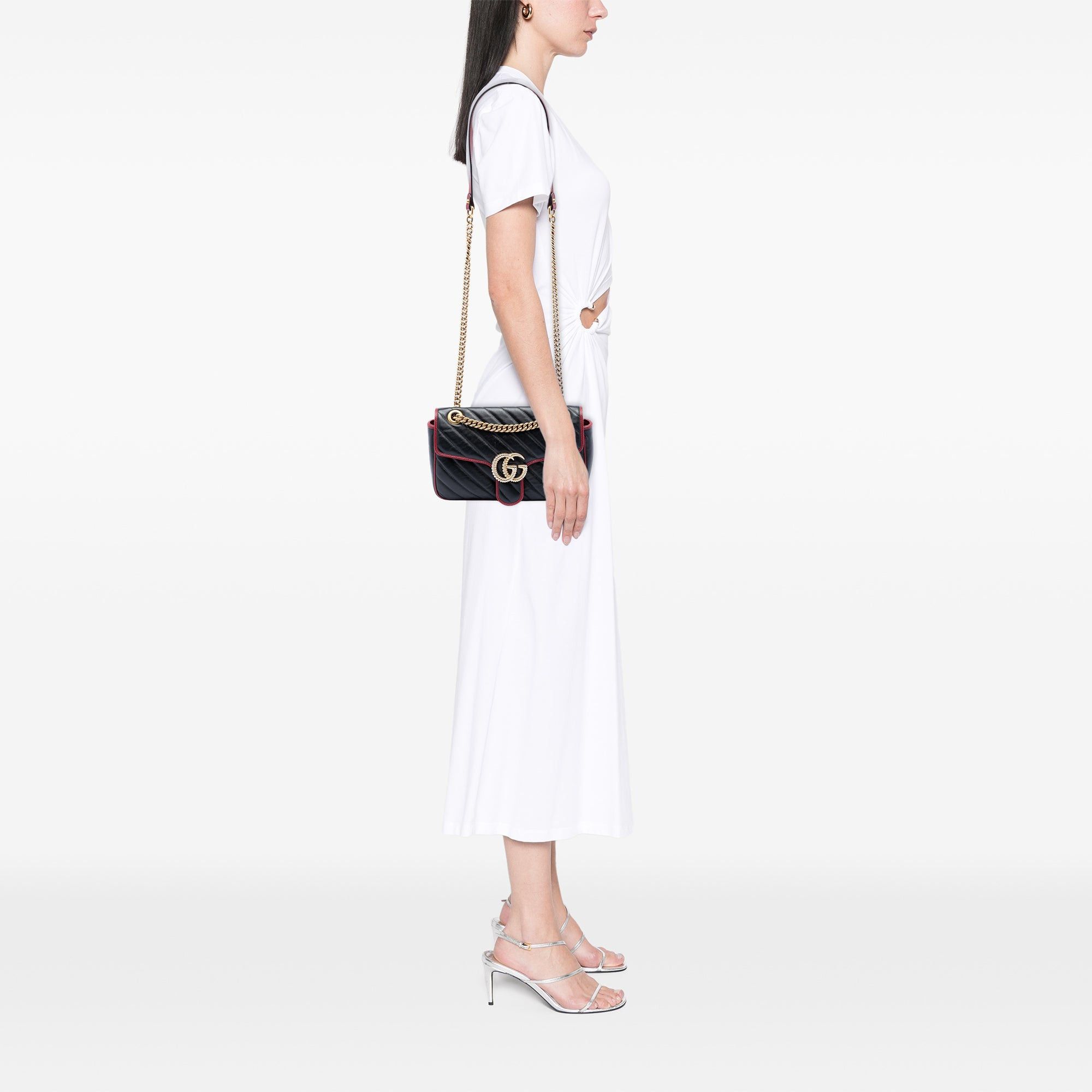 Gucci Medium GG Marmont Matelasse Diagonal Leather Torchon Shoulder Bag Size ONE SIZE - 7 Thumbnail