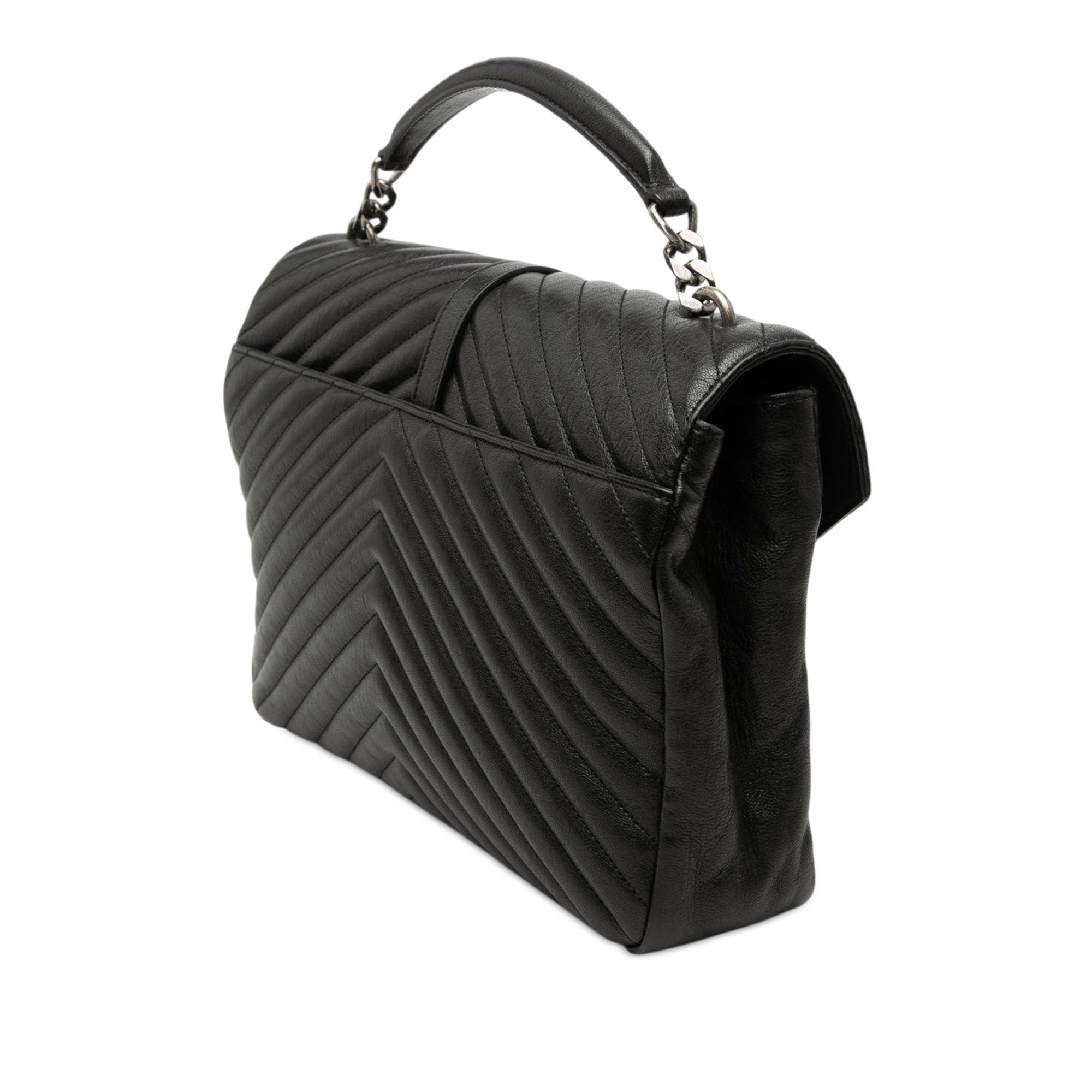 Saint Laurent Paris Large Chevron Sheepskin Monogram College Satchel Size ONE SIZE - 2 Thumbnail