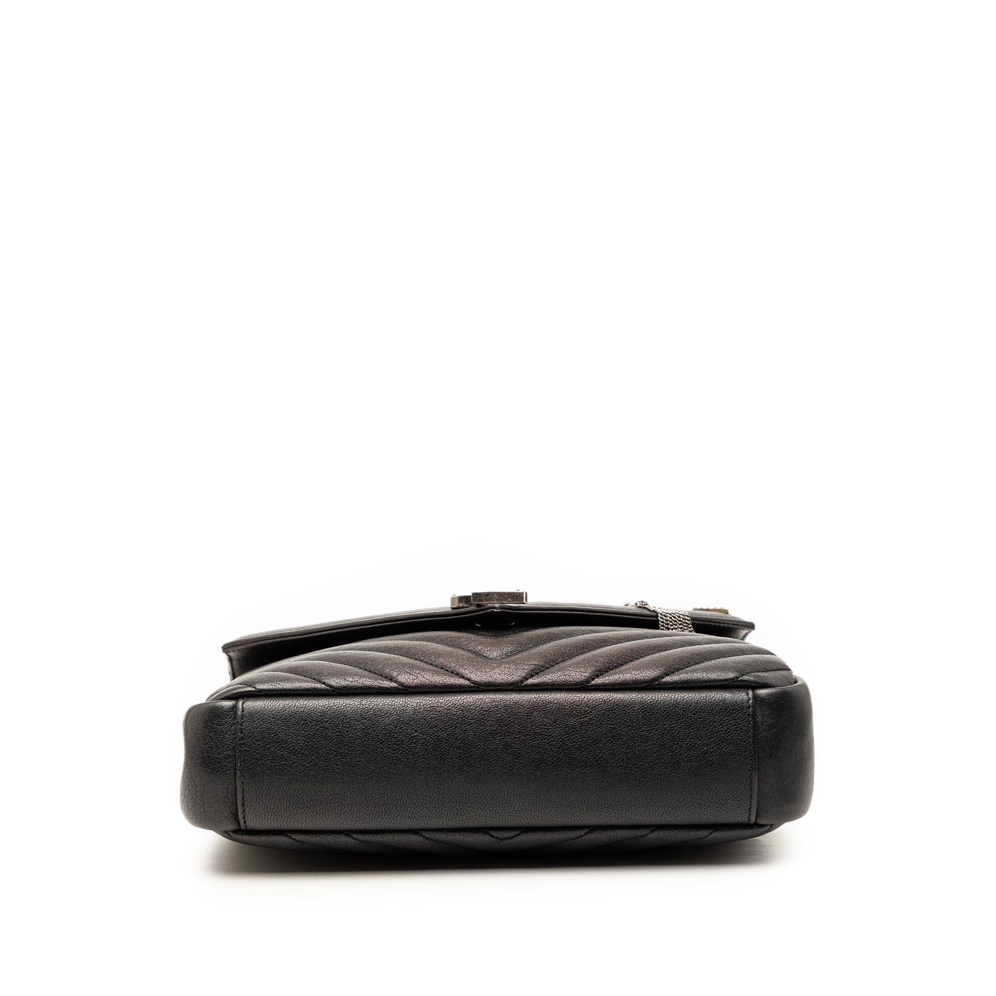Saint Laurent Paris Medium Metallic Chevron Sheepskin Monogram College Pins Satchel Size ONE SIZE - 3 Thumbnail