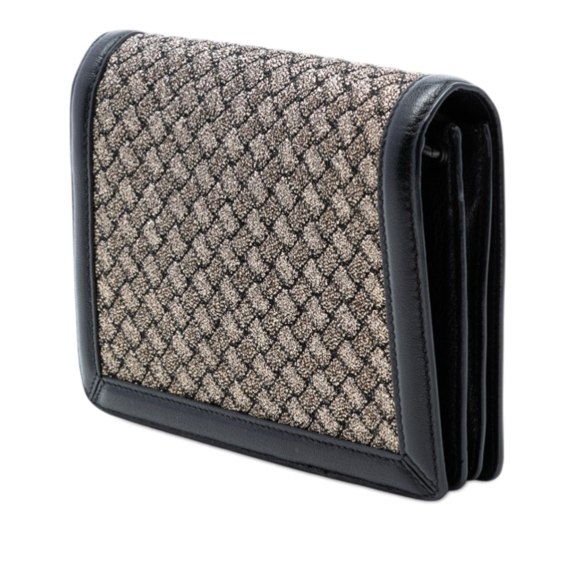 Bottega Veneta Mini Leather and Metallic Knit Intrecciato Montebello Crossbody Size ONE SIZE - 2 Thumbnail