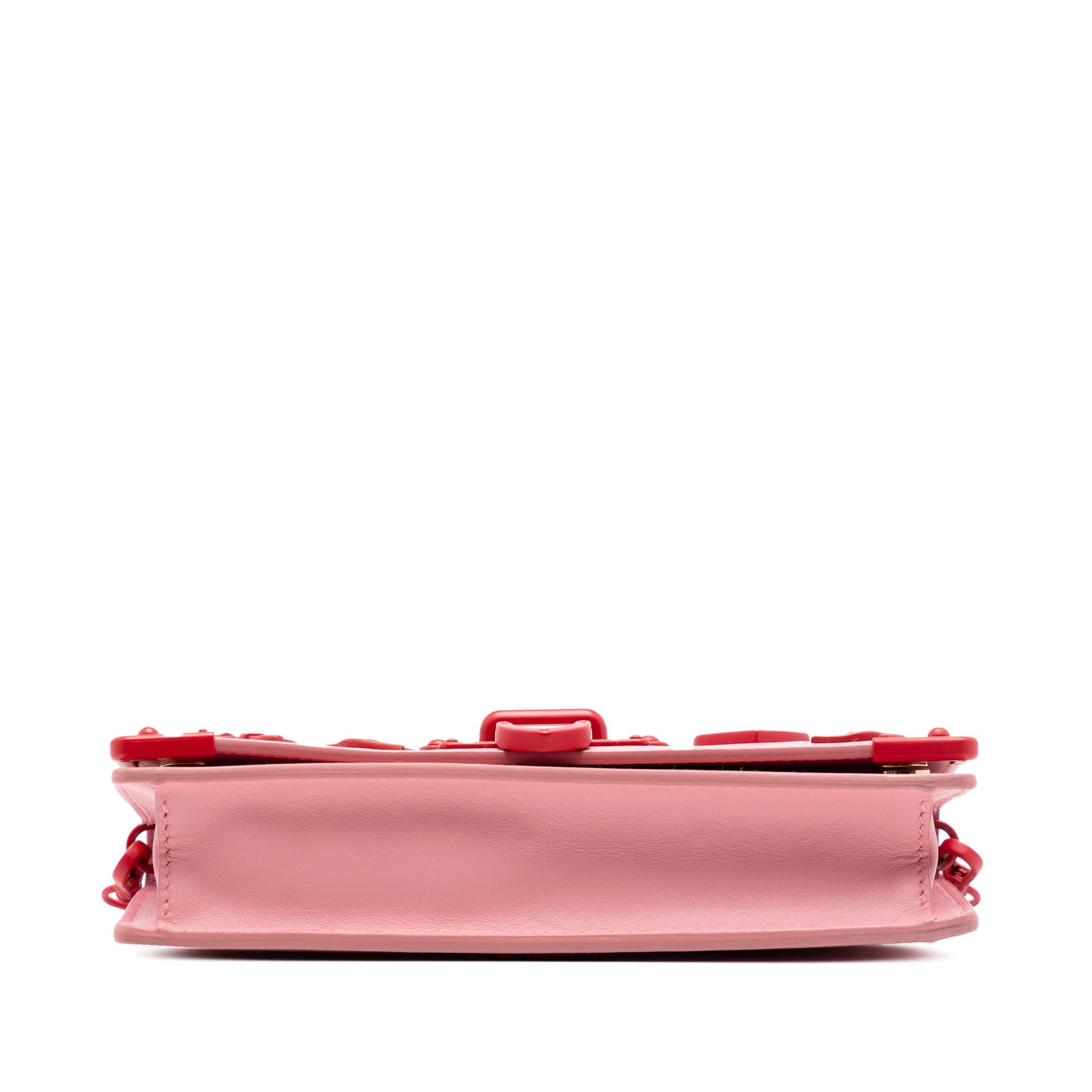 Prada Saffiano Trimmed City Calf Cahier Heart and Flower Wallet on Chain Size ONE SIZE - 3 Thumbnail