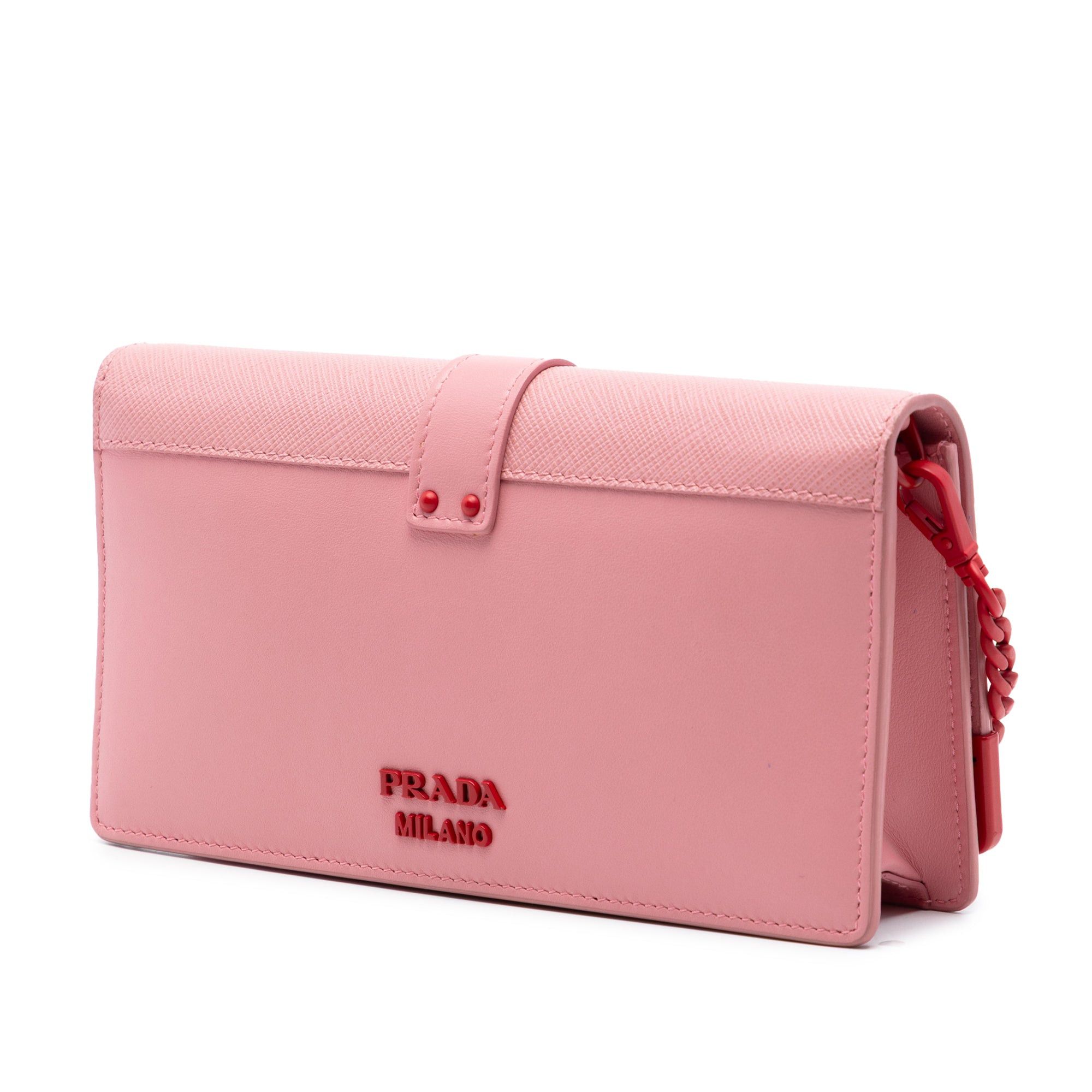 Prada Saffiano Trimmed City Calf Cahier Heart and Flower Wallet on Chain Size ONE SIZE - 2 Thumbnail
