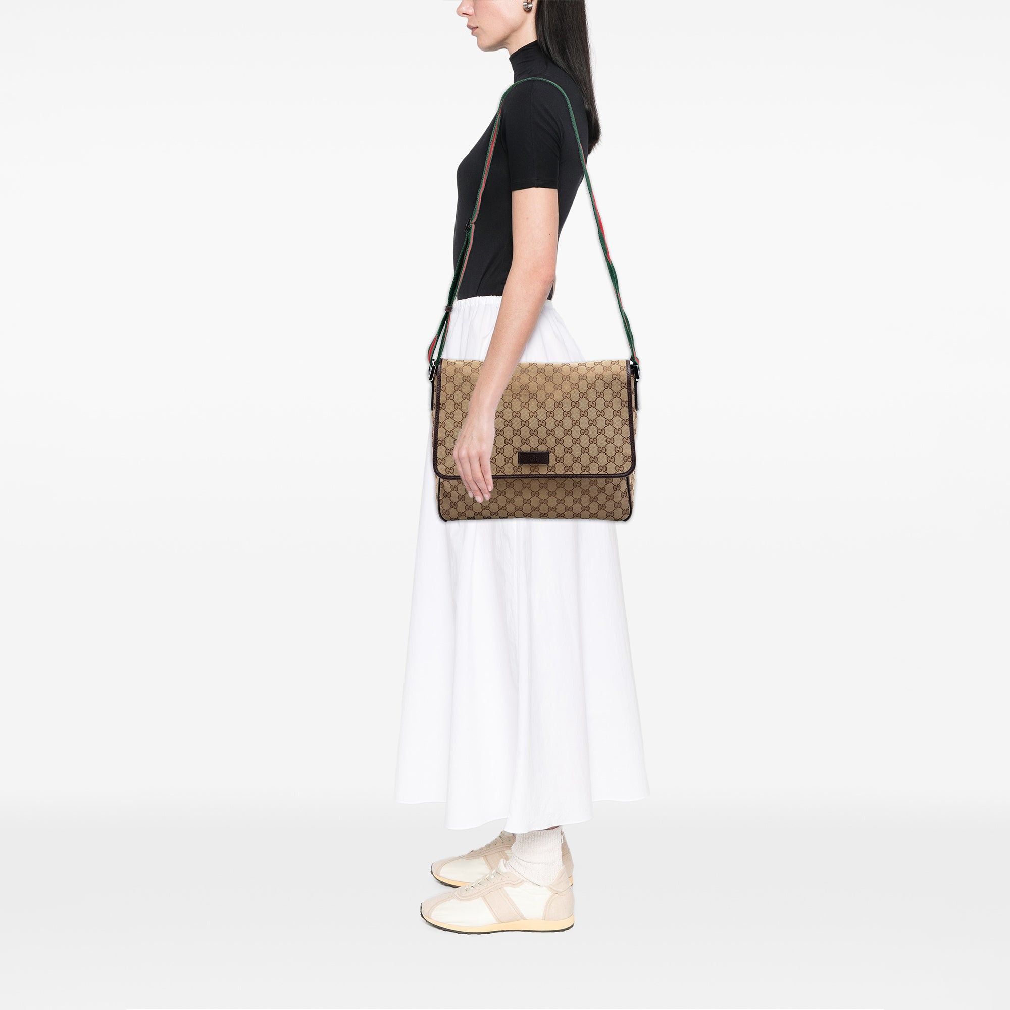 Gucci GG Canvas Web Flap Messenger Bag Size ONE SIZE - 7 Thumbnail