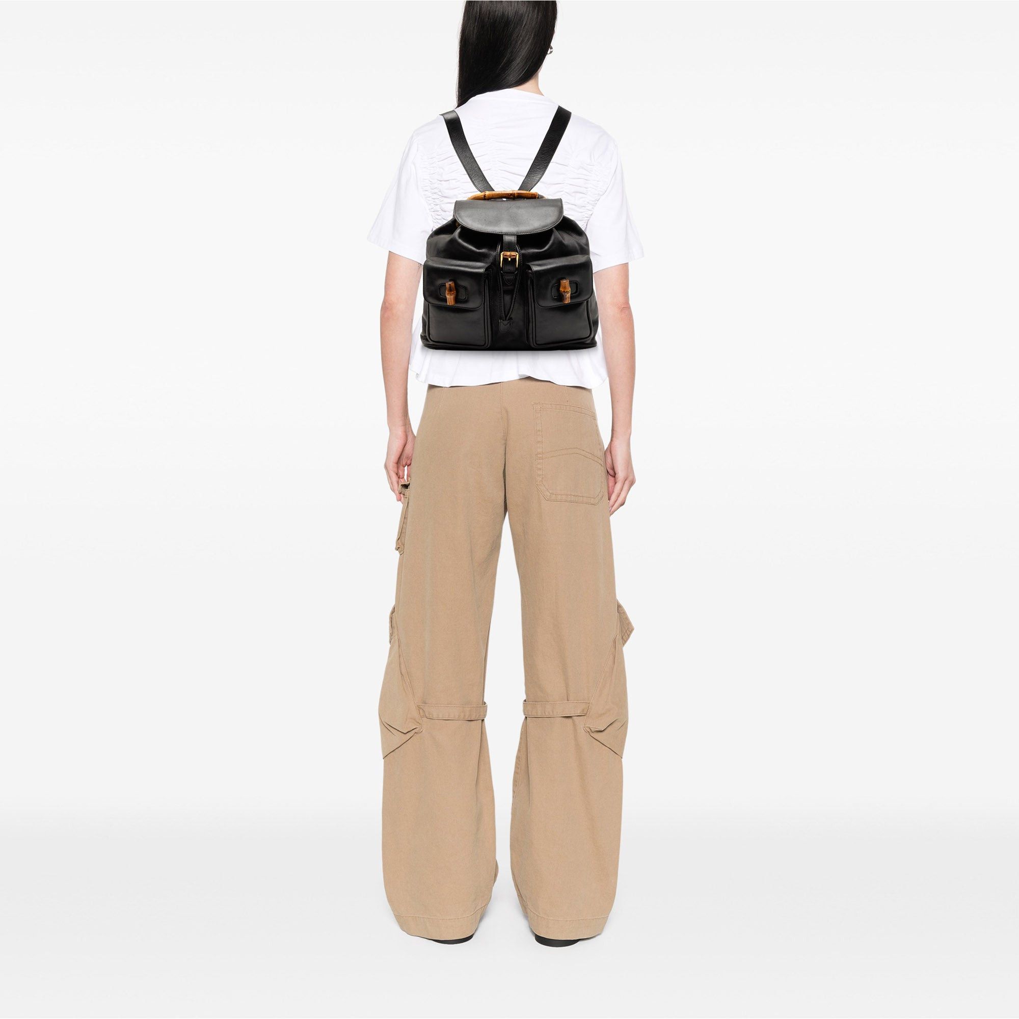Gucci Calfskin Bamboo Drawstring Backpack Size ONE SIZE - 7 Thumbnail