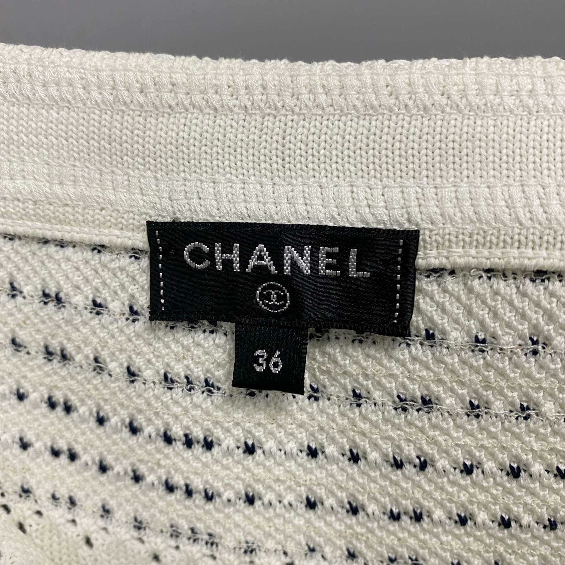 Chanel Chanel Knit Striped White Skirt 26 Women Size 26" / US 2 / IT 38 - 5 Thumbnail