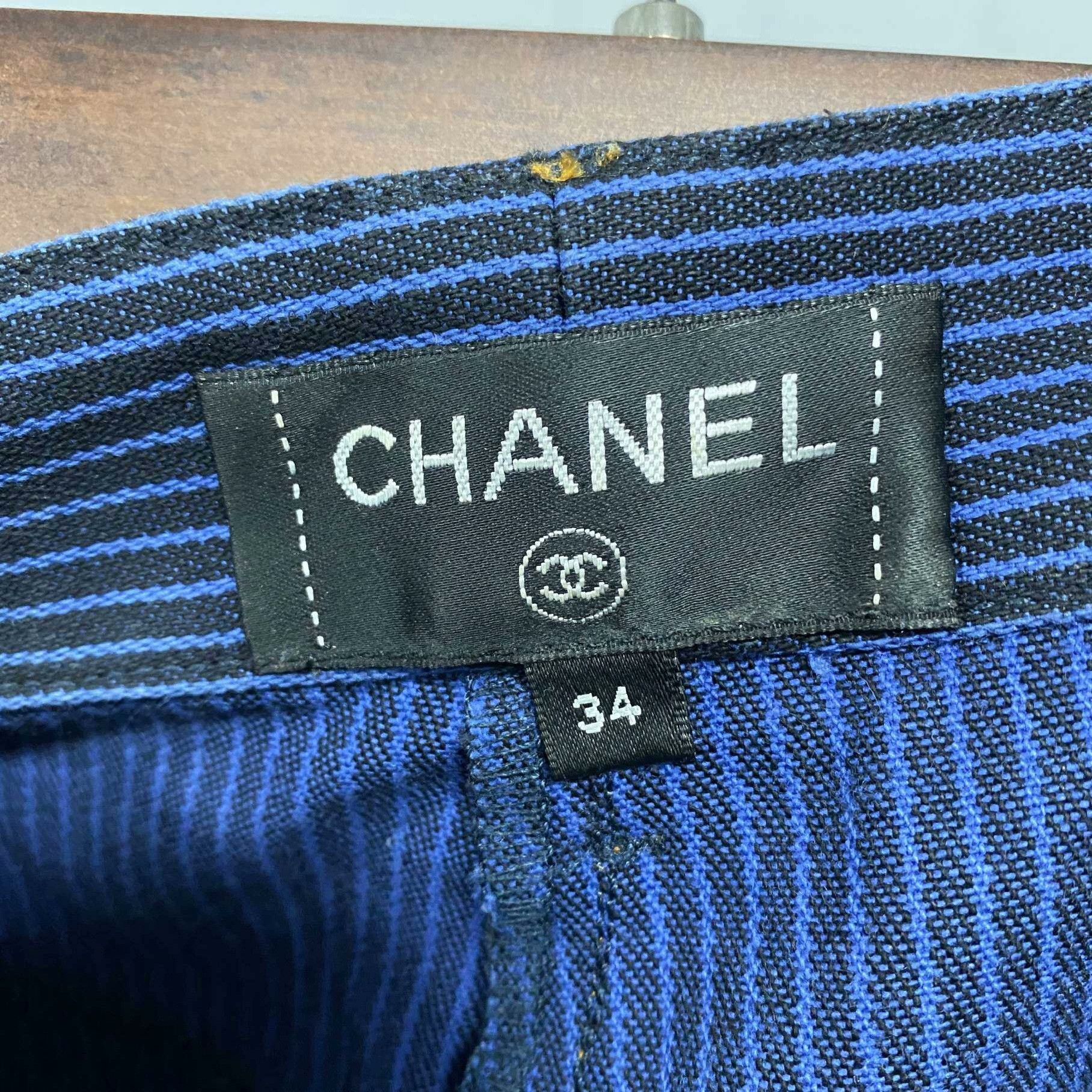 Chanel Chanel Denim Striped Blue Pants 34 Women Size 34" / US 12 / IT 48 - 5 Thumbnail