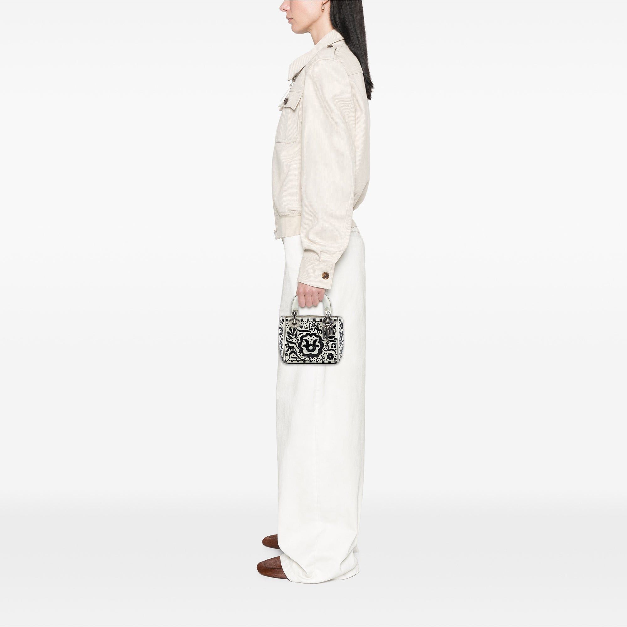 Dior Mini Calfskin Flower Embroidered Lady Dior Size ONE SIZE - 7 Thumbnail